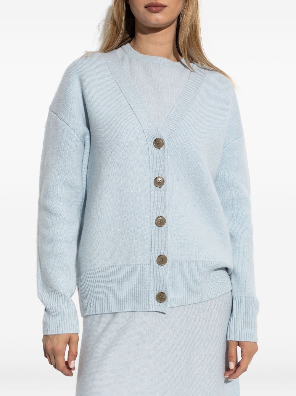 ribbed button cardigan - 3