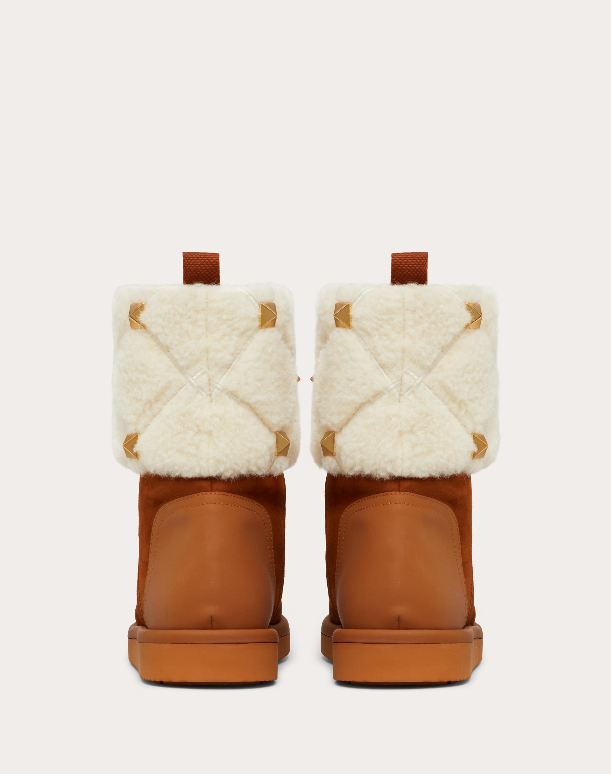 ROMAN STUD QUILTED ANKLE BOOT IN SPLIT LEATHER AND WOOL 20MM - 3