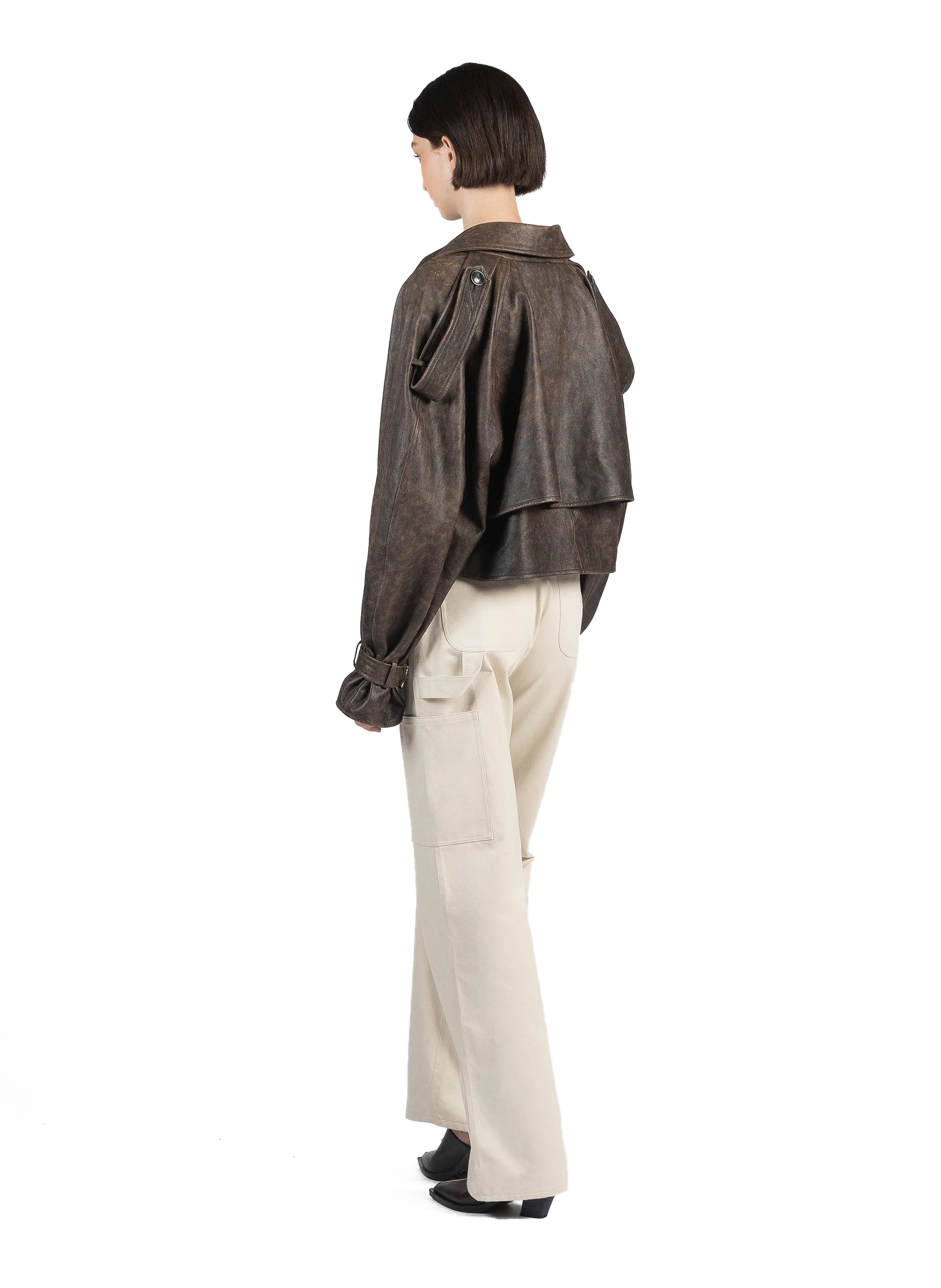 Cropped Trench Coat Brown - 3