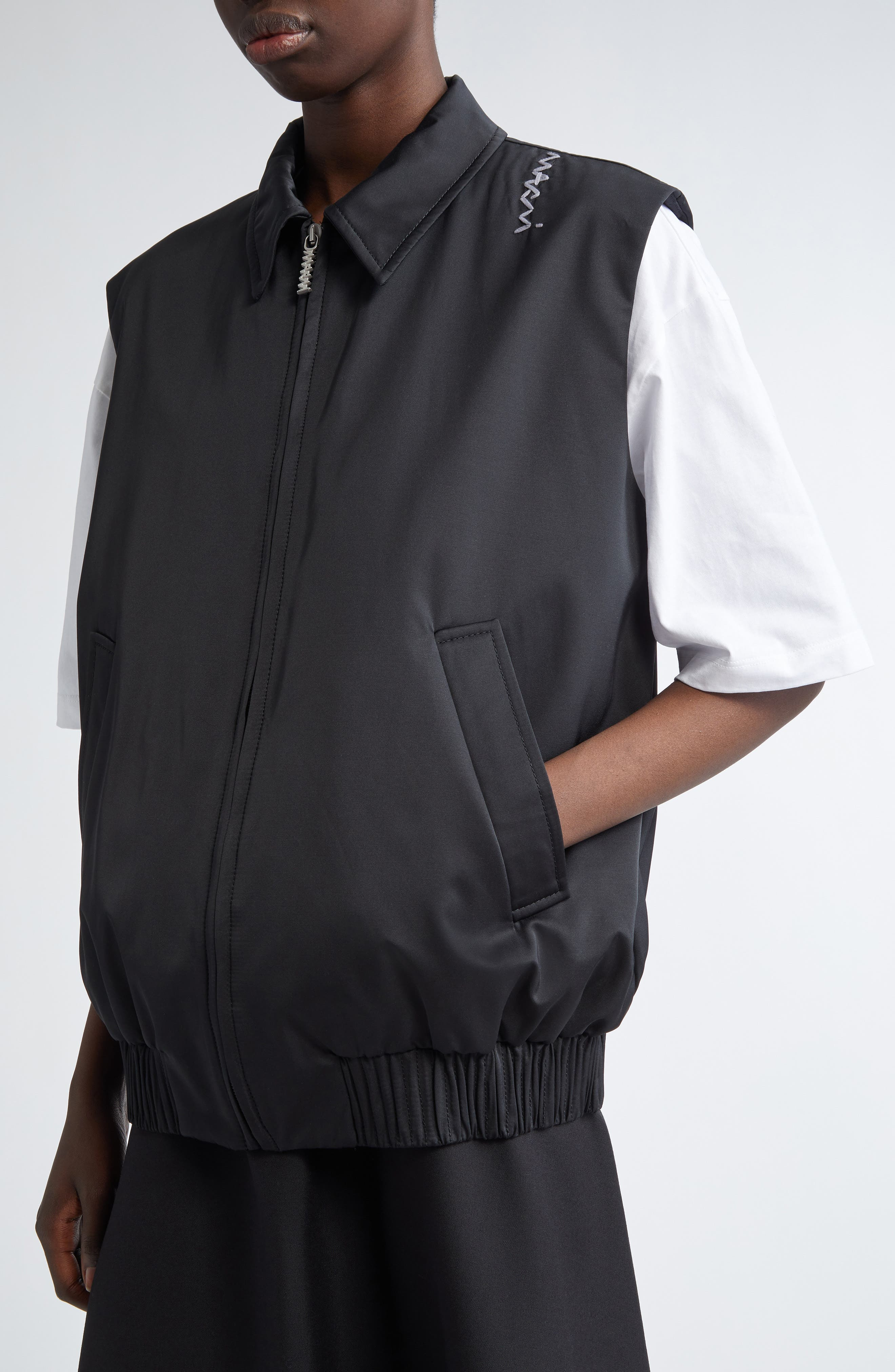 Marni Collared Bomber Vest in Black at Nordstrom - 5