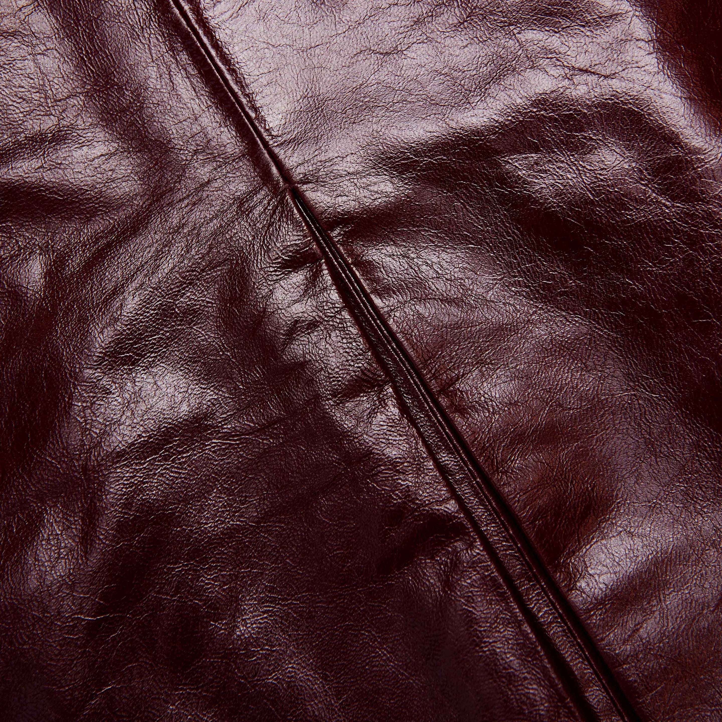 Burgundy Leather  Mini Skirt - 5