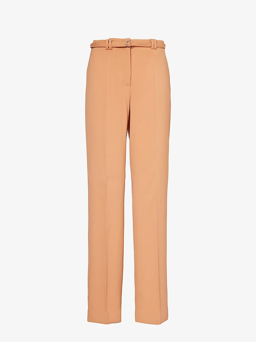 Fluid straight-leg high-rise stretch-woven trousers - 1