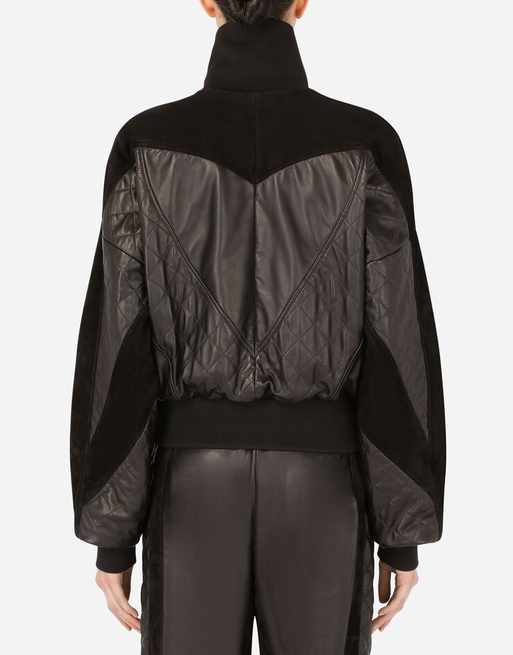 Quilted leather and suede jacket - 3