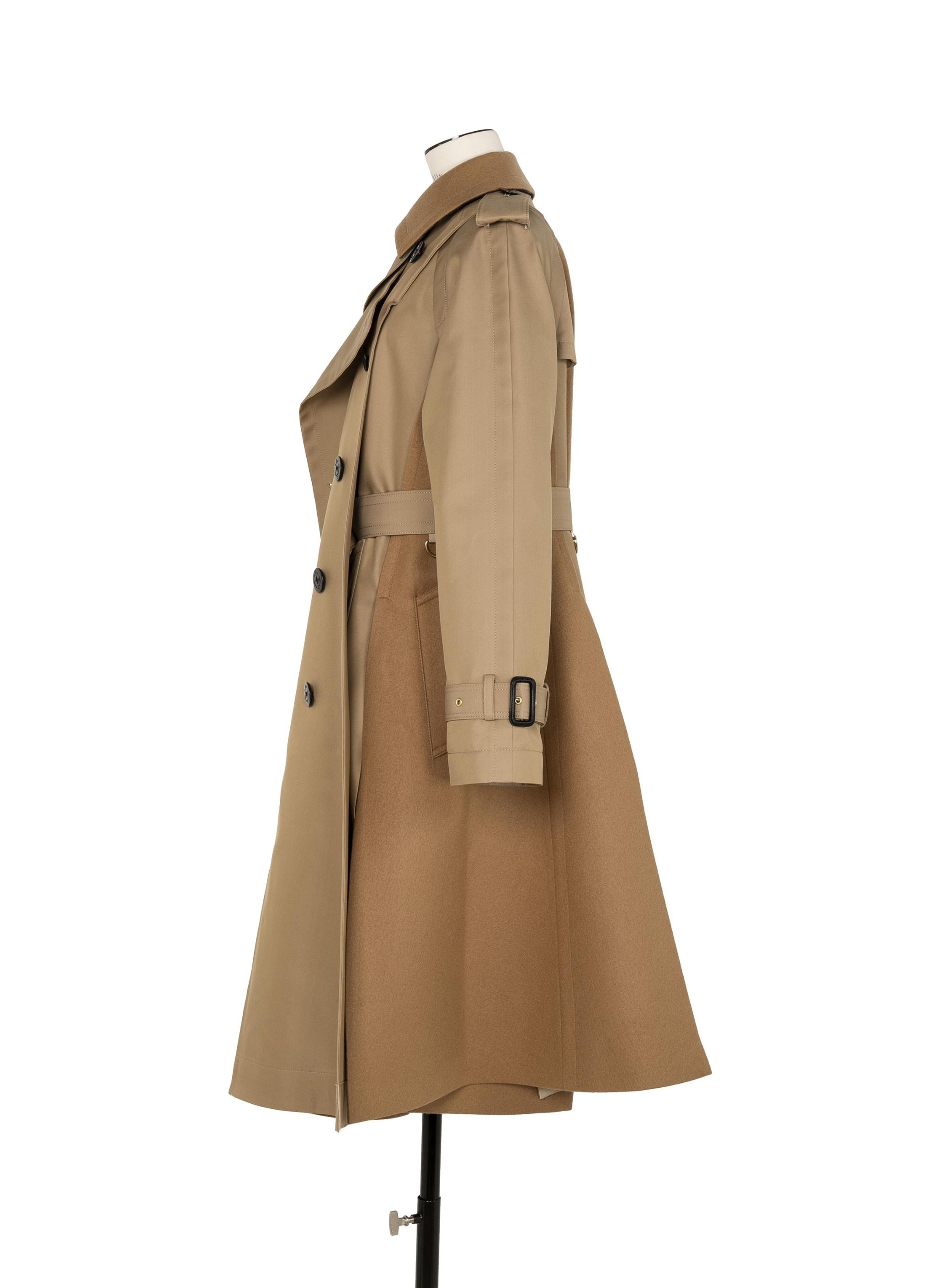 Cotton Gabardine x Wool Melton Coat - 3