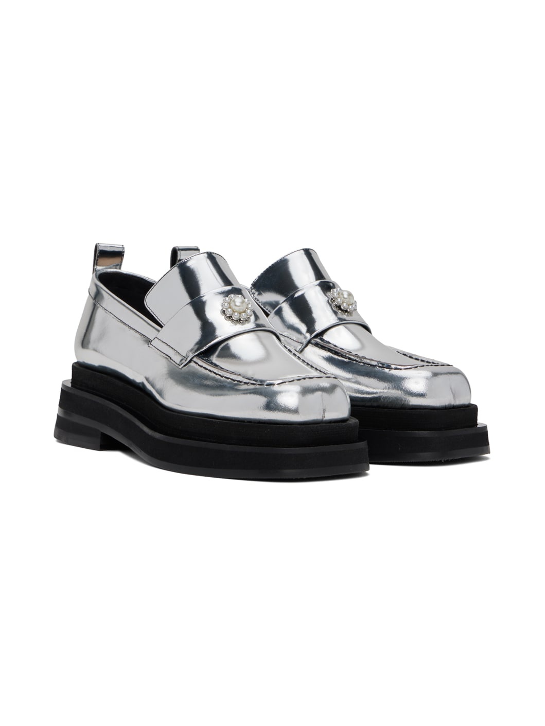 Silver Heart Toe Platform Loafers - 4