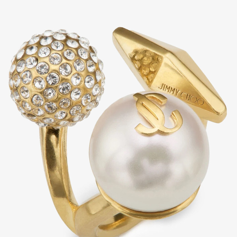 Multi Charm Ring Gold-Finish Pearl Ring 4