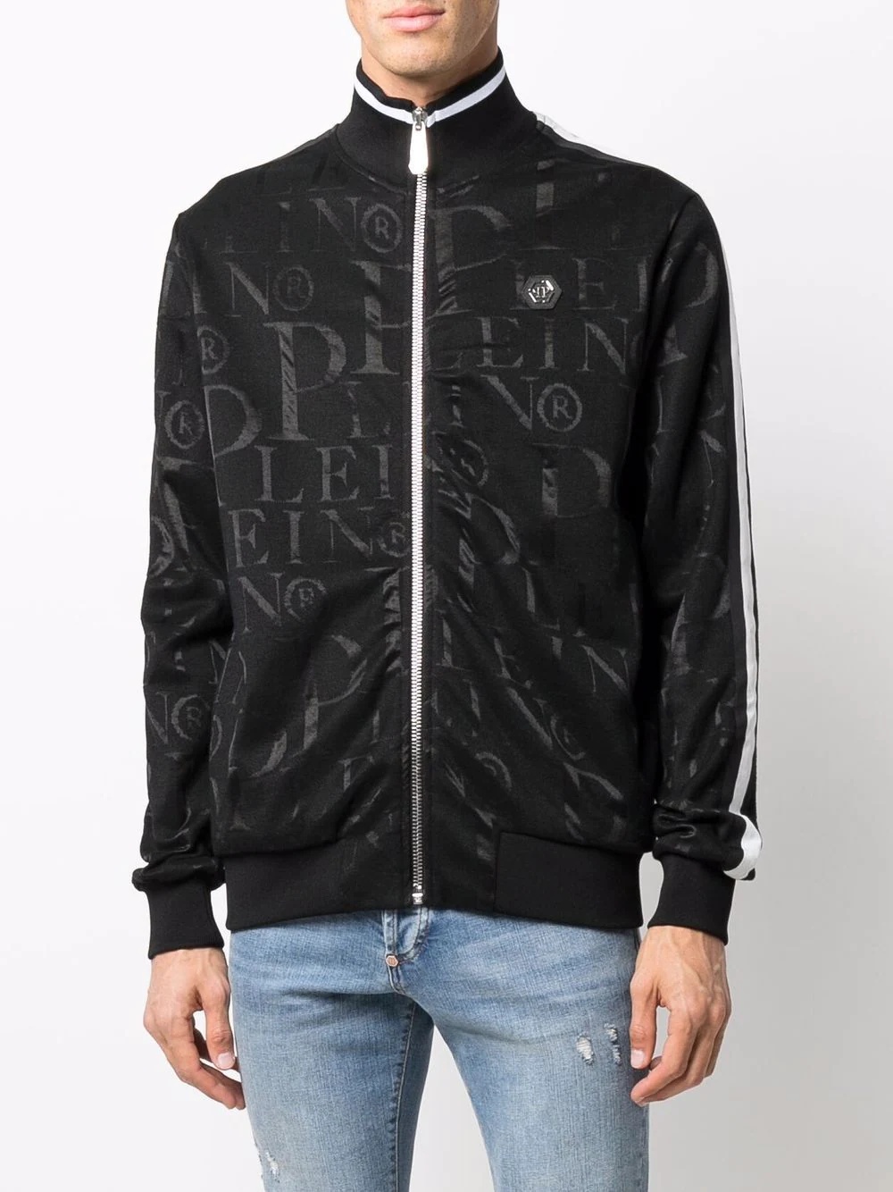 logo-print zip-up track jacket - 3