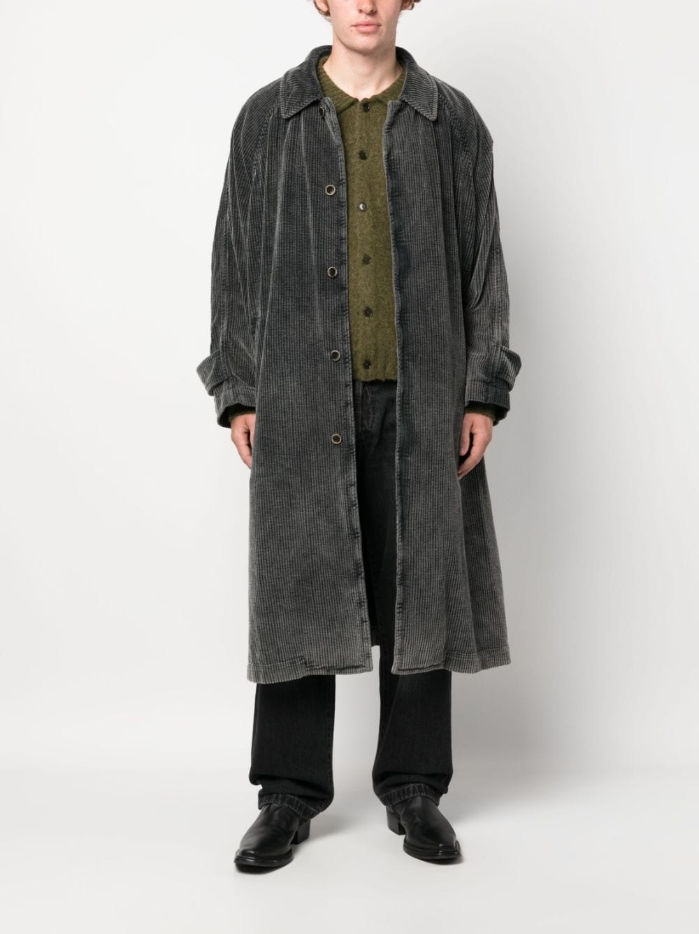 corduroy cotton trench coat - 2