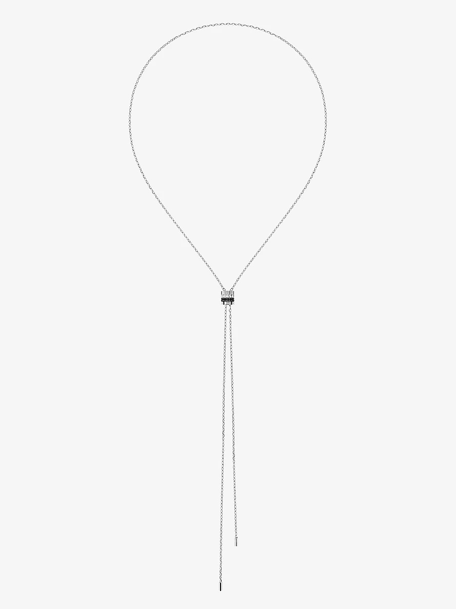 Quatre Black Edition 18ct white-gold and 0.18ct diamond small tie necklace - 1