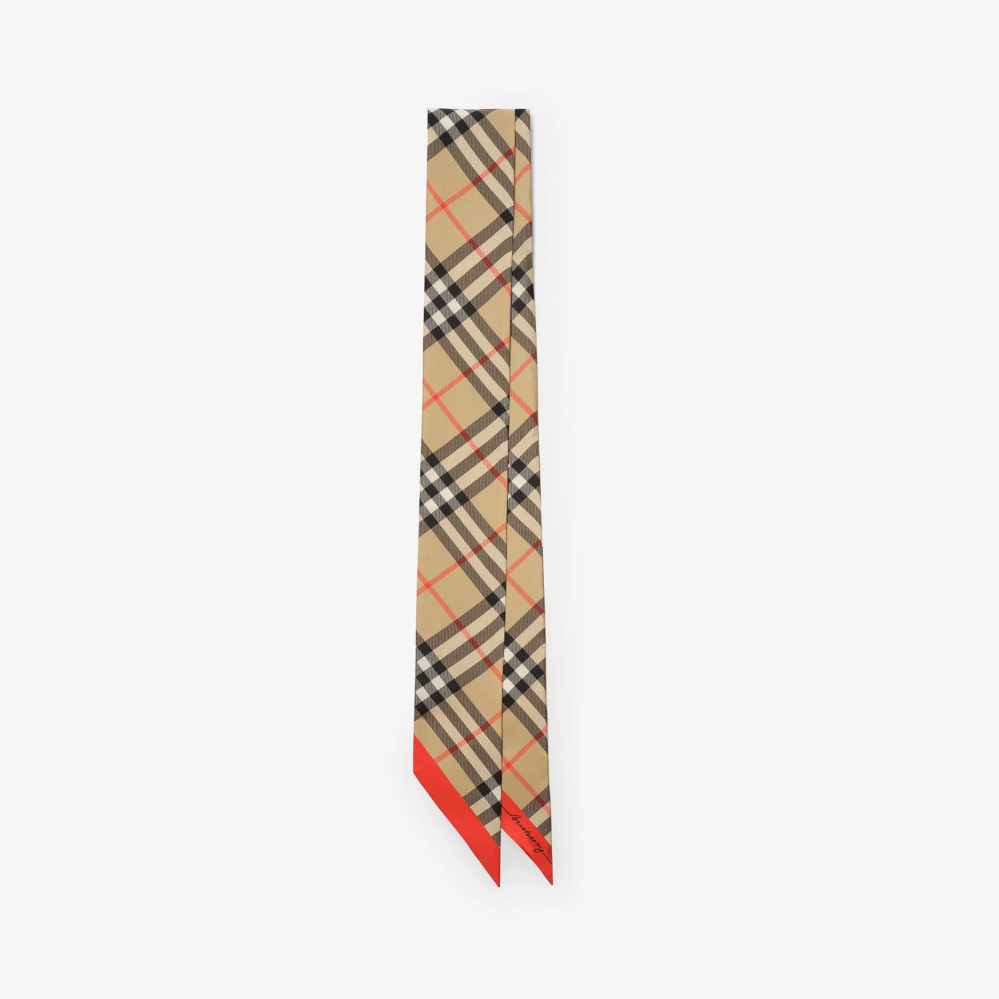 Skinny Contrast Check Silk Scarf - 1