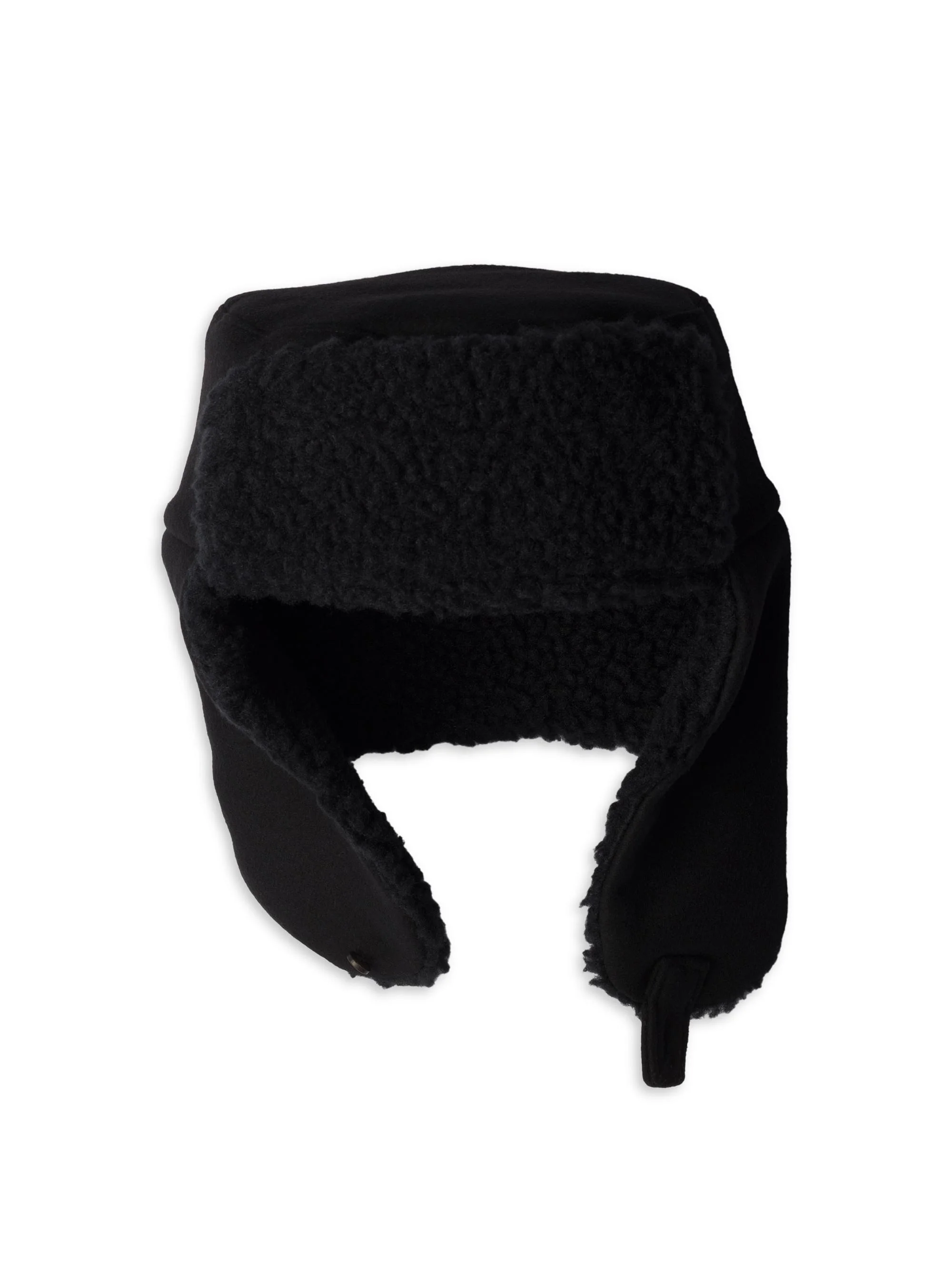 Men's Cloth Trapper Hat - Black - 1