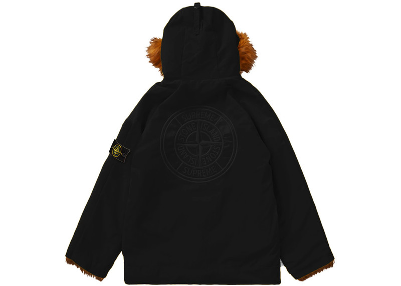 Supreme Supreme Stone Island Formula Steel Reversible Faux Fur Parka Black outlook