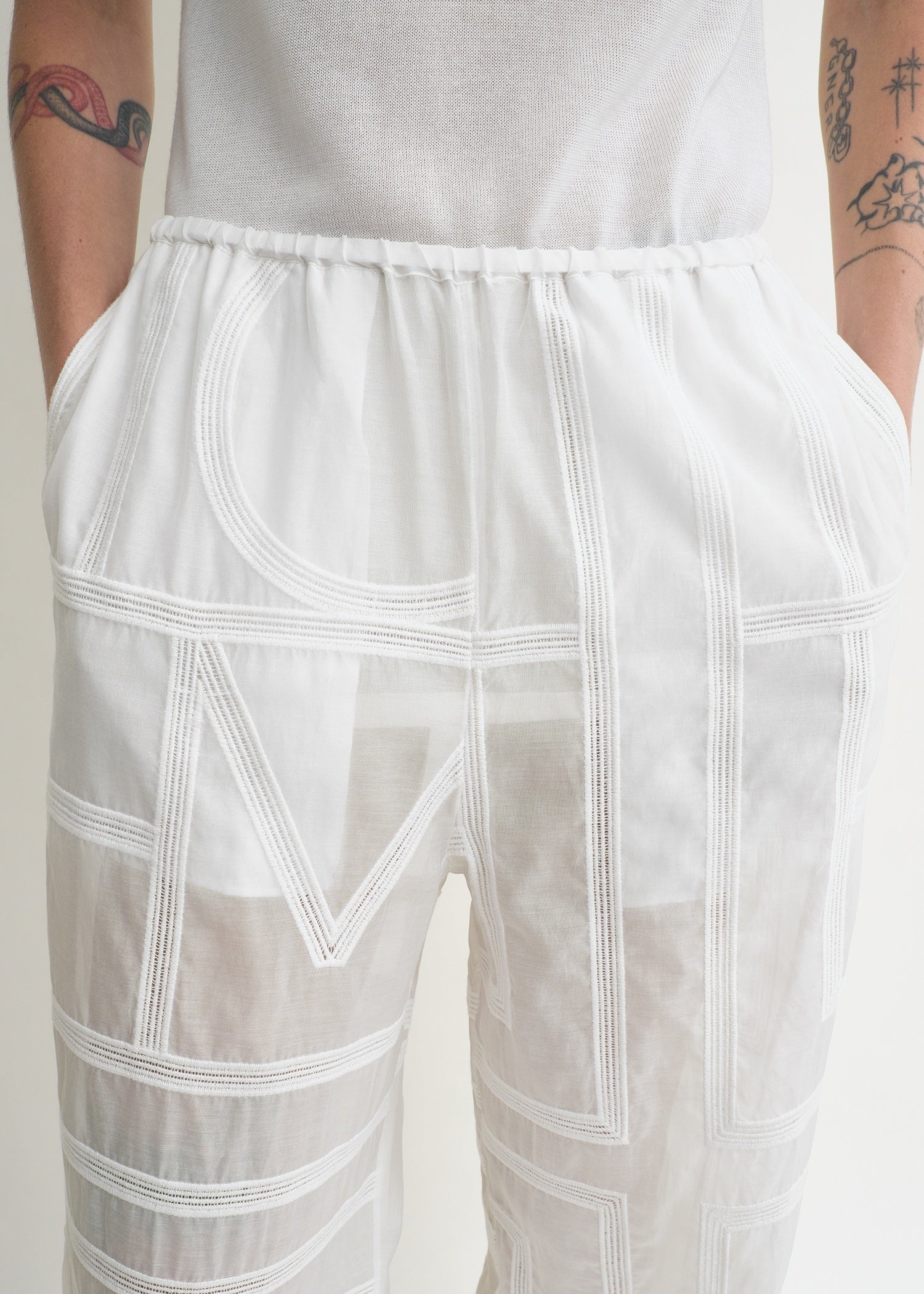 Monogram crochet pj bottoms white - 6