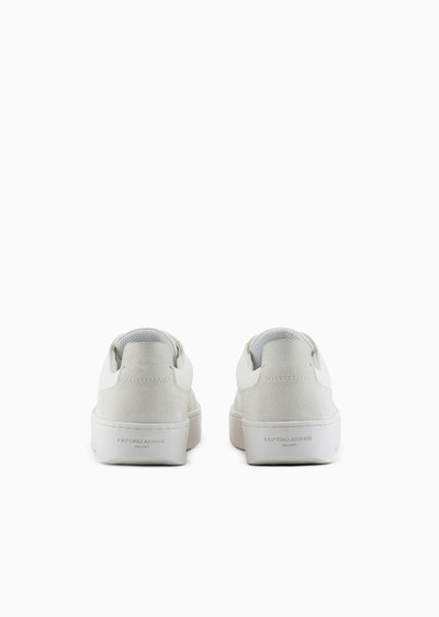 EMPORIO ARMANI Leather sneakers with suede details and embossed logo outlook