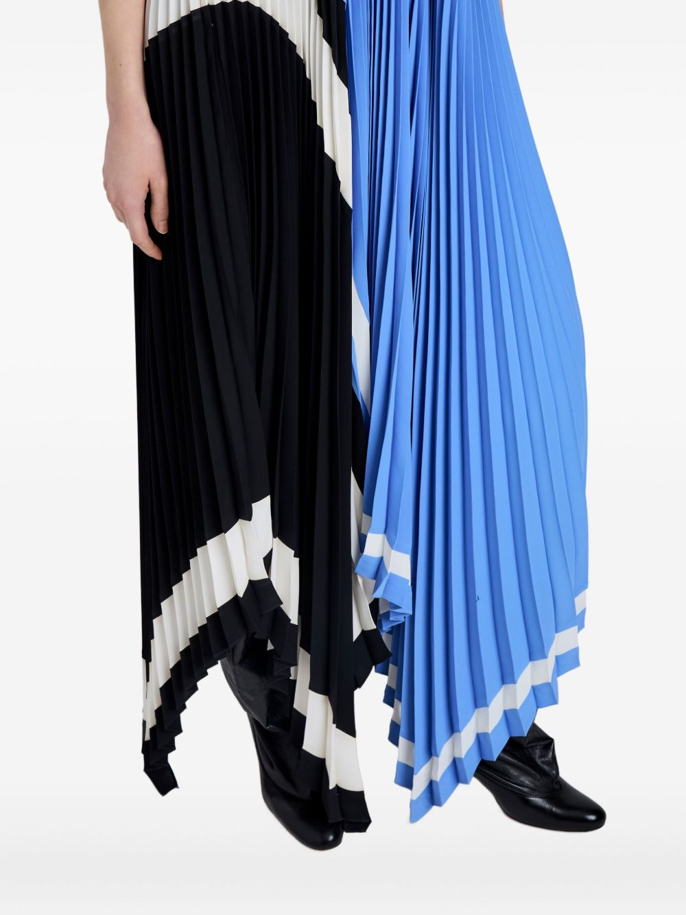 pleated patterned asymmetric party dress - 5