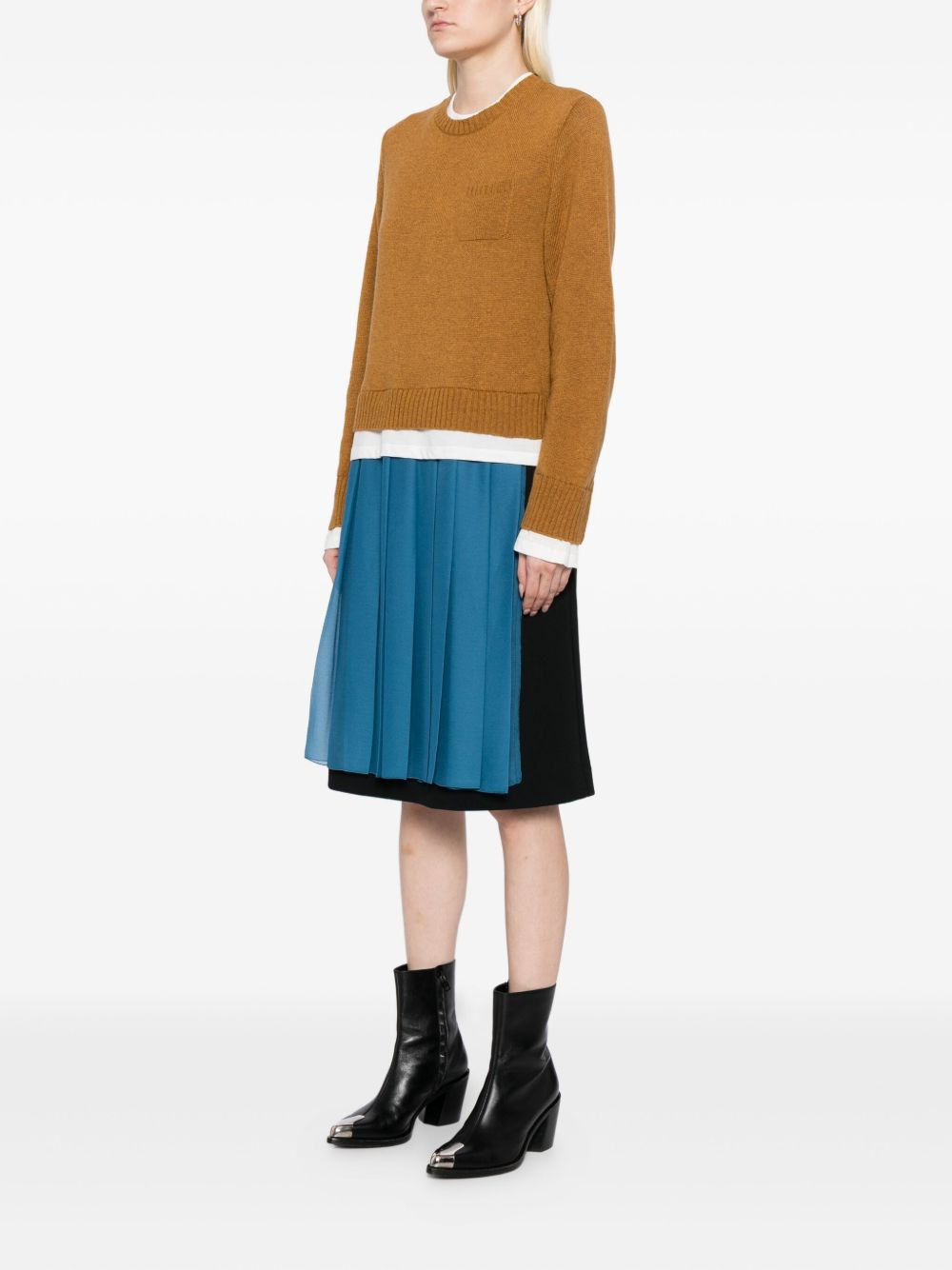long-sleeved knit dress - 3