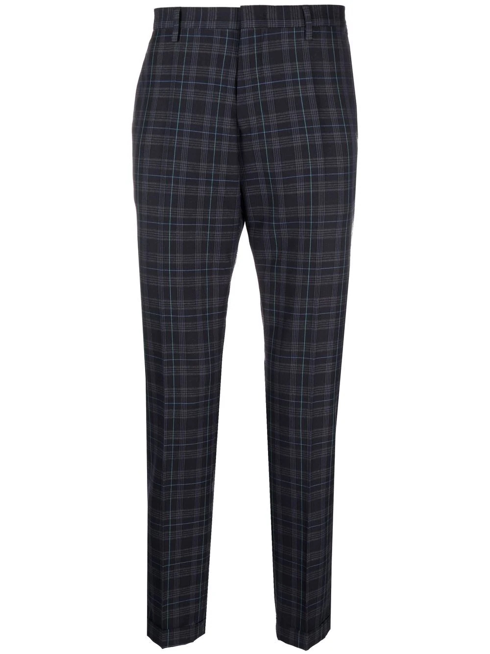 checked slim-cut chinos - 1