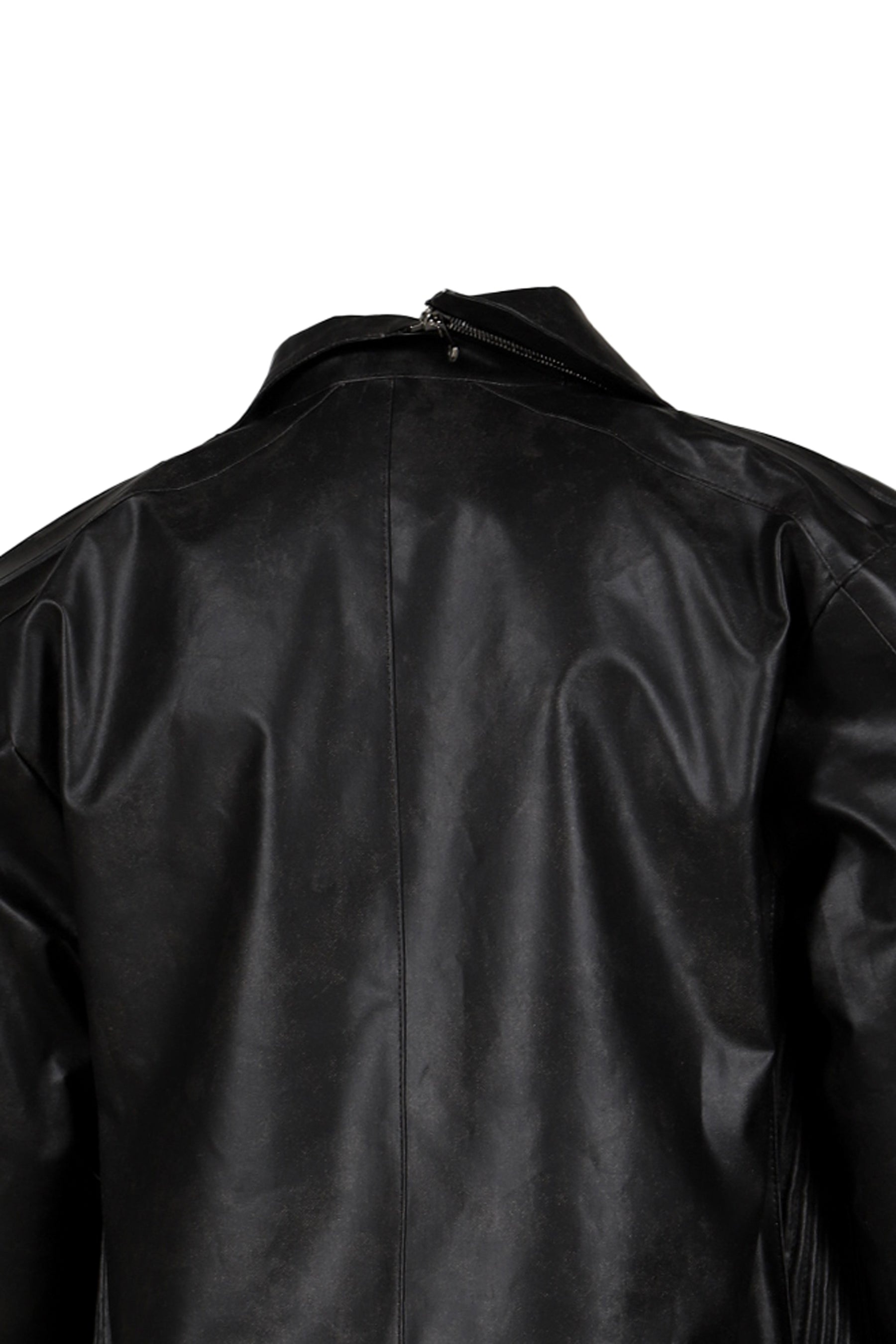 ASYMMETRICAL EMBOSSING LEATHER JACKET / BLK - 5