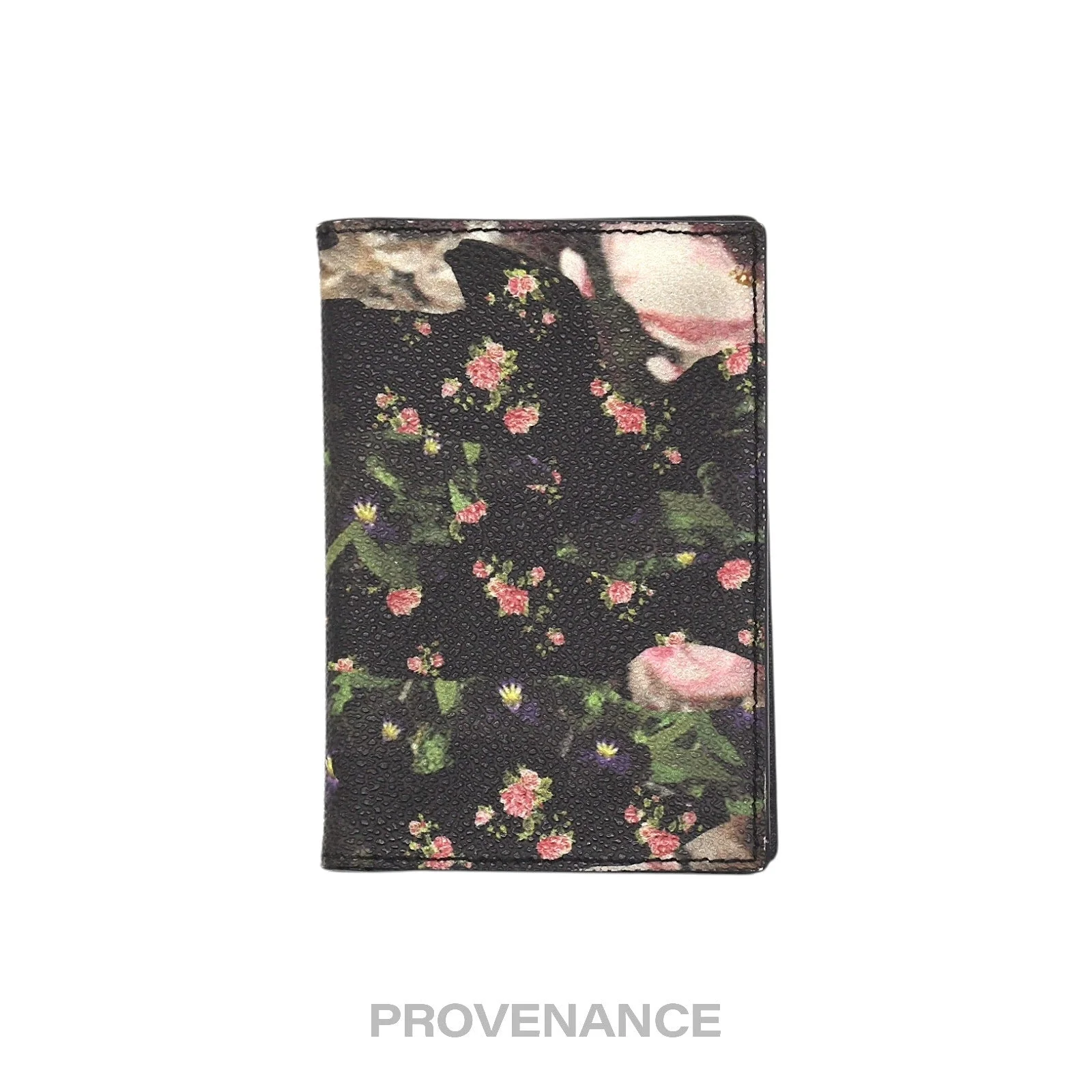 Givenchy Card Holder Wallet - Floral Black Leather - 1
