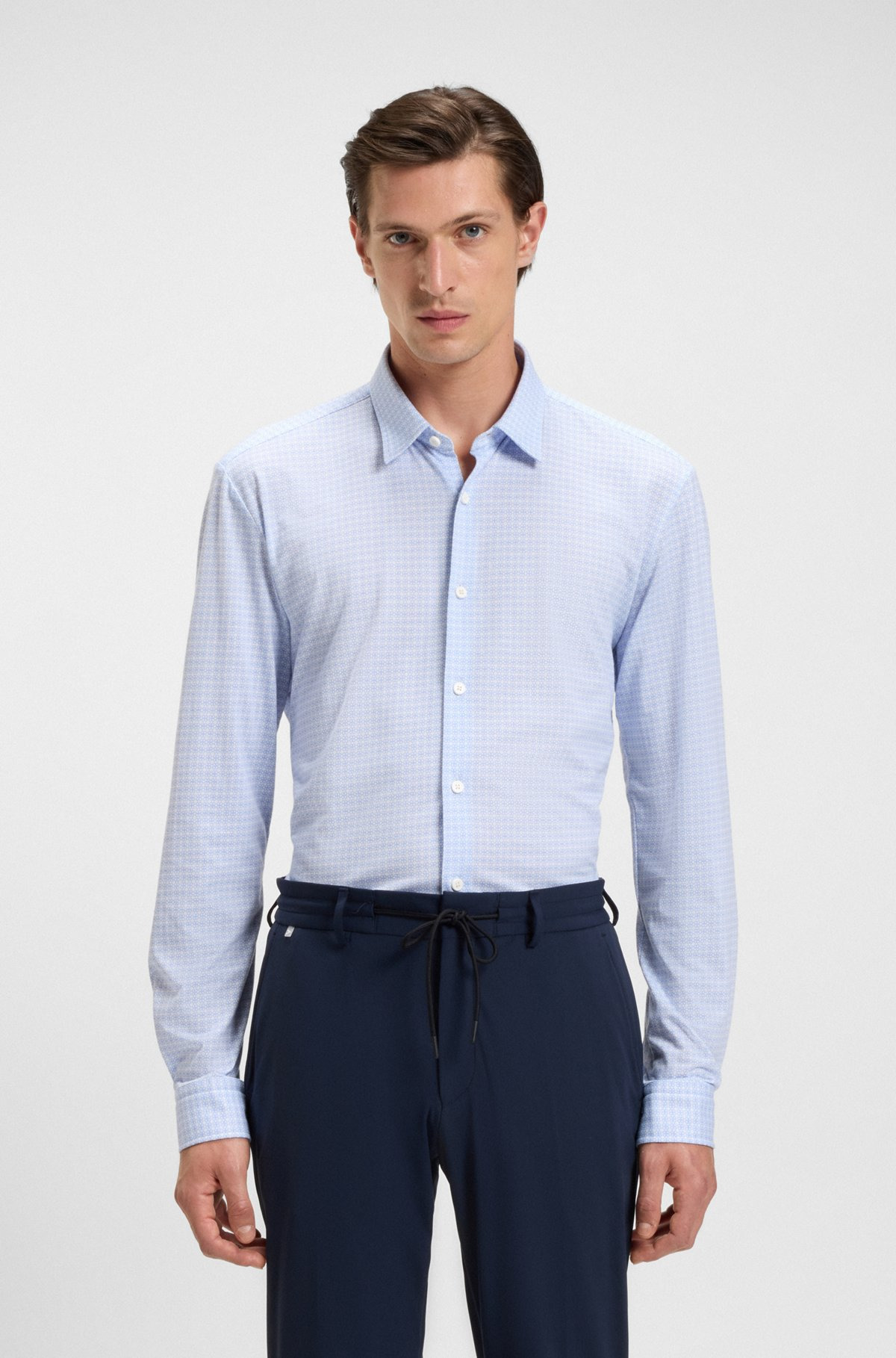 SLIM-FIT SHIRT IN PRINTED FLEX-WEAVE FABRIC - 2