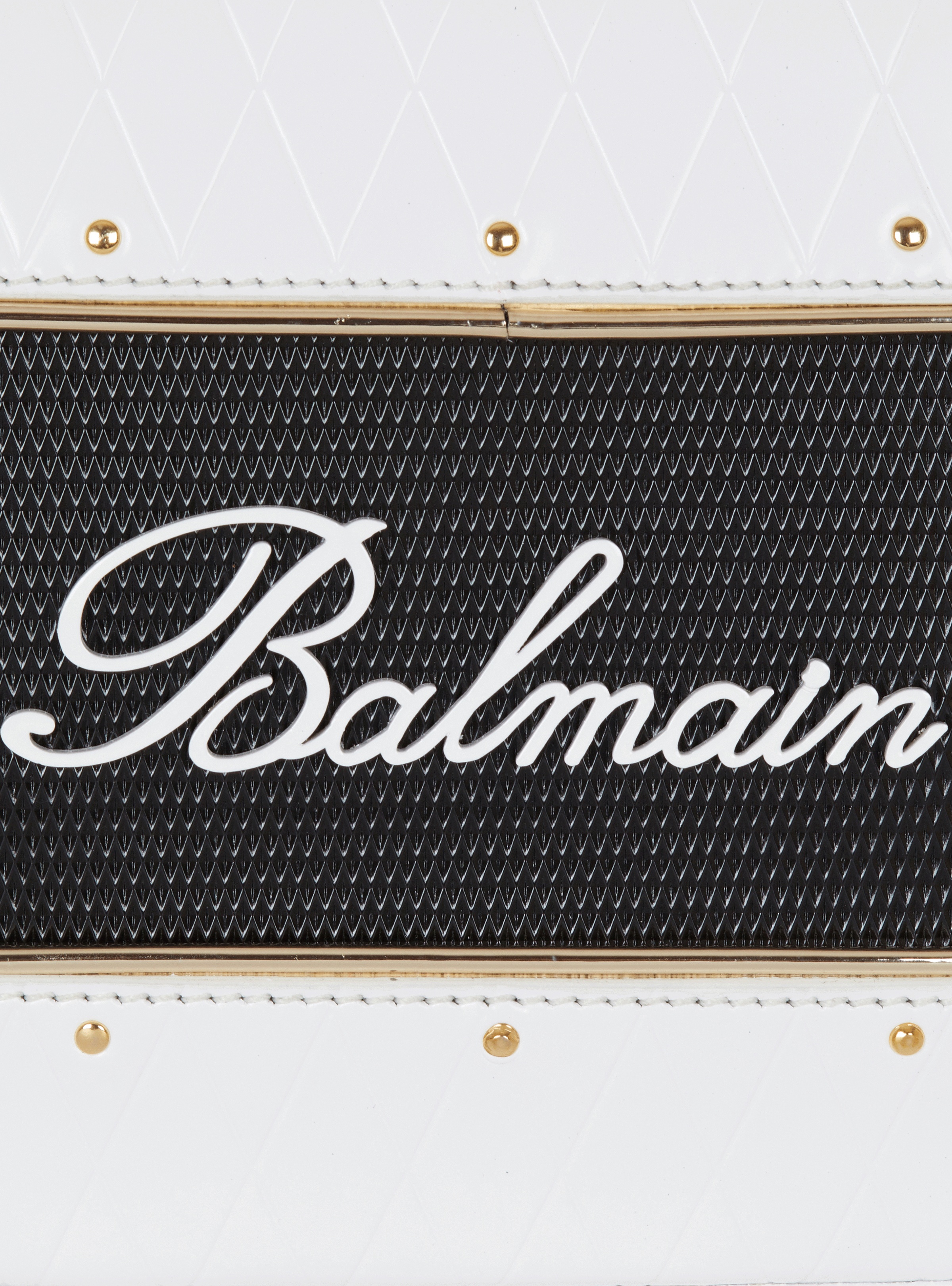 Calfskin Radio bag with Balmain Signature and embossed Grid motif - 7