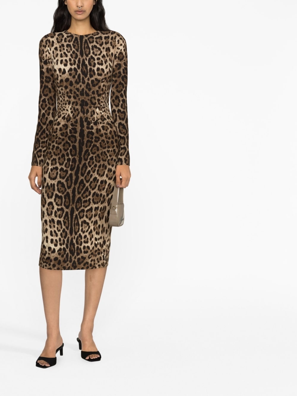 long-sleeve leopard-print dress - 2