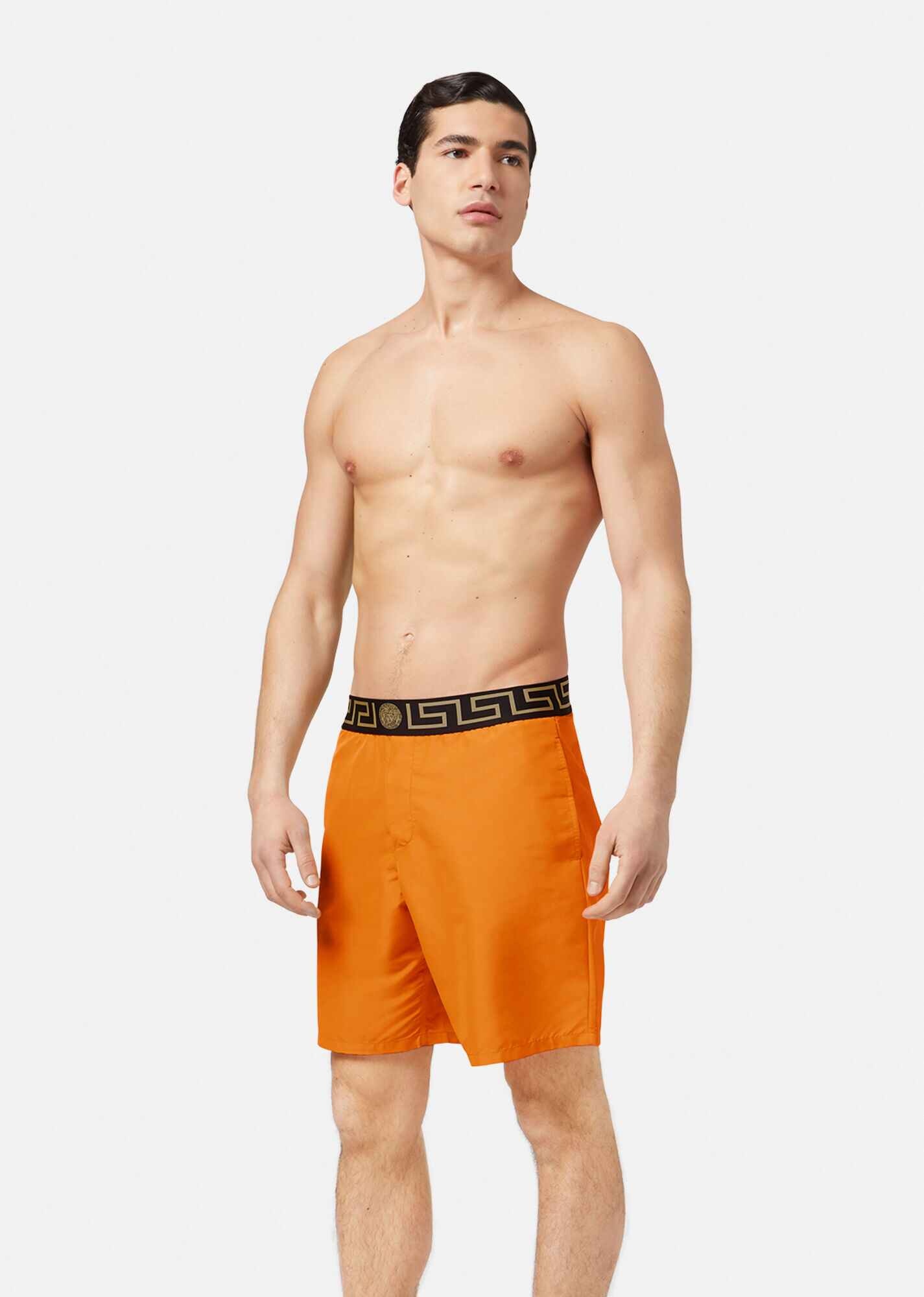 Mid-length Greca Border Swim Shorts - 2