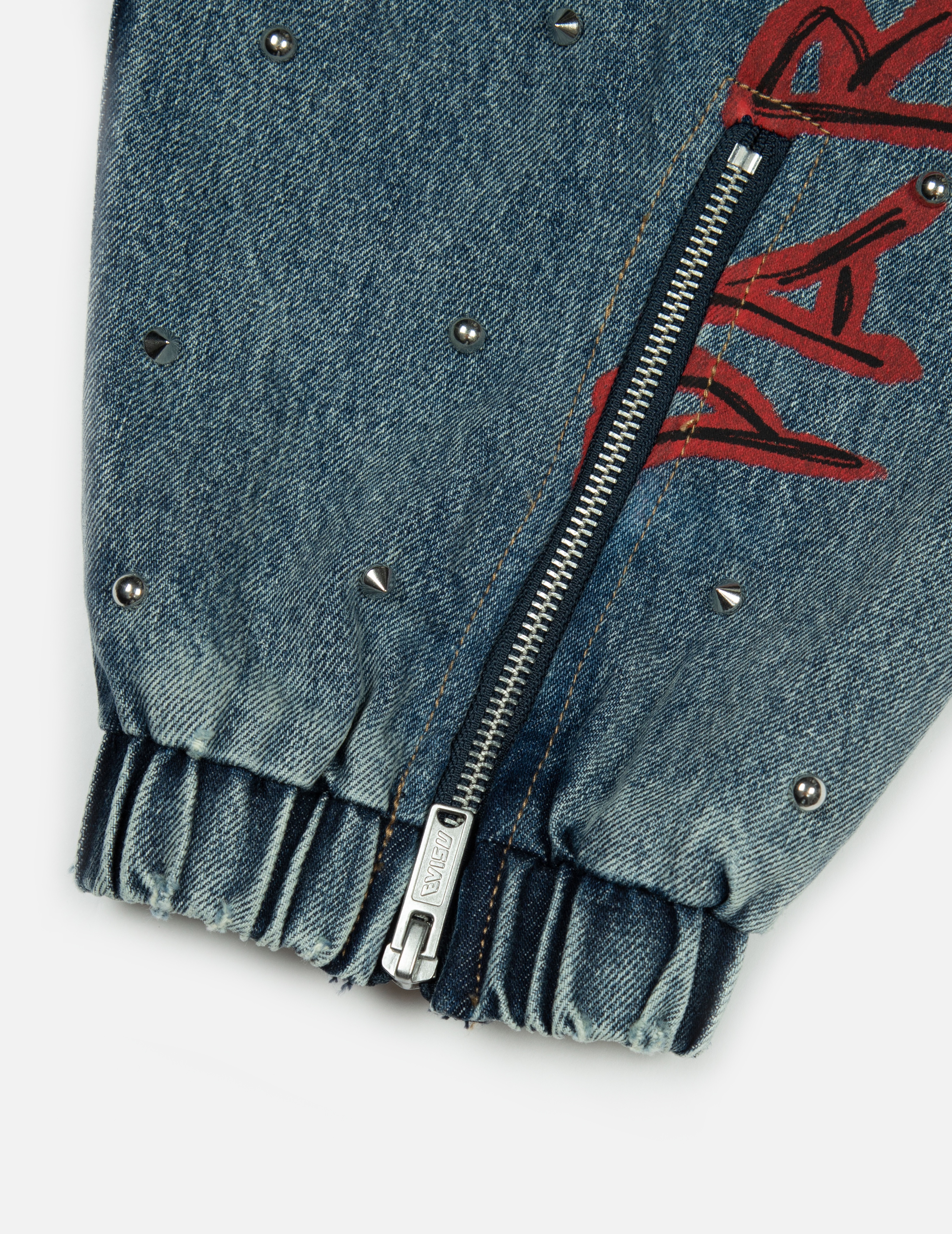 ALLOVER STUDS AND PINS LOOSE FIT DENIM JOGGERS - 9
