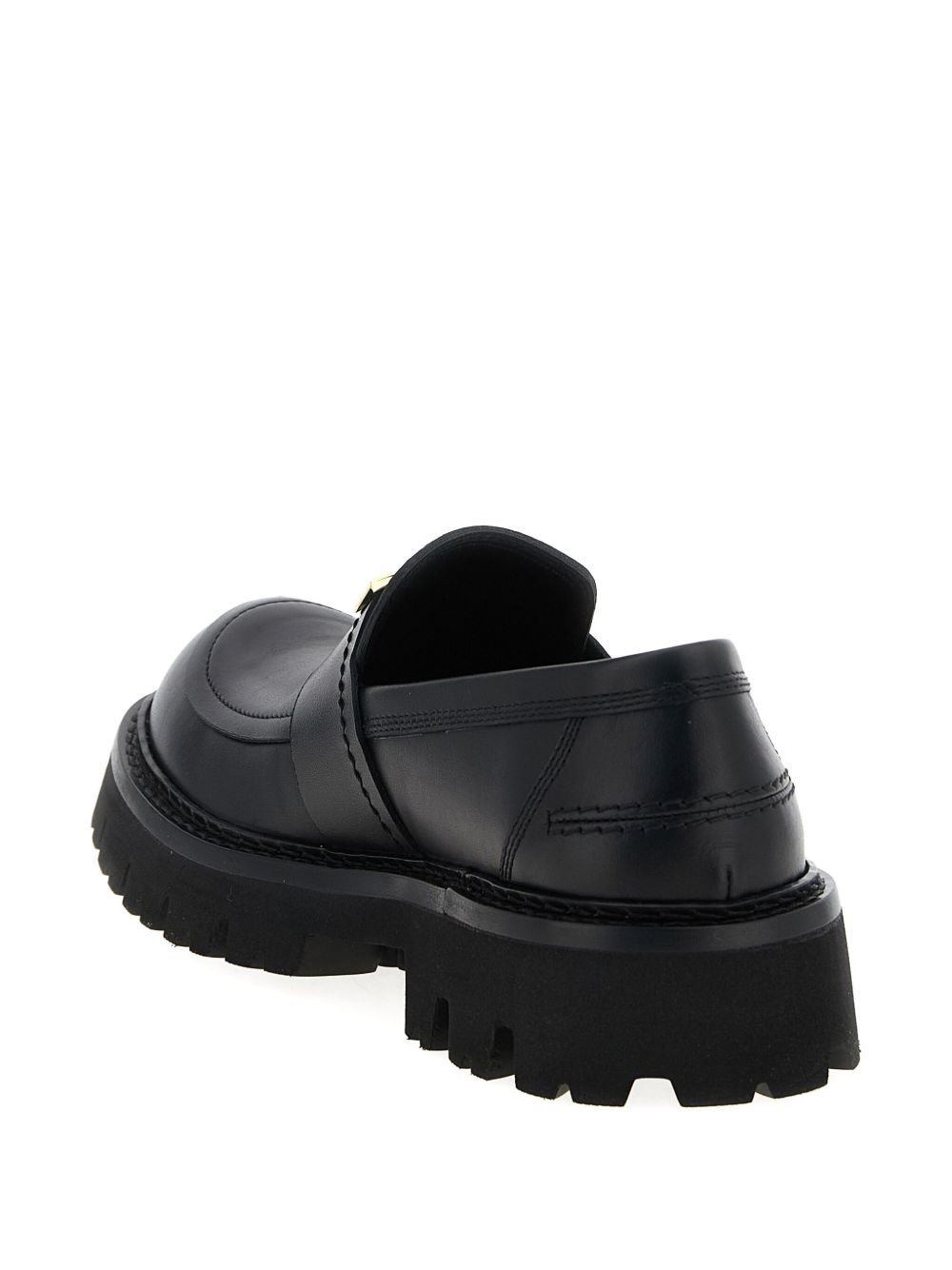 plaque-detail leather loafers - 4