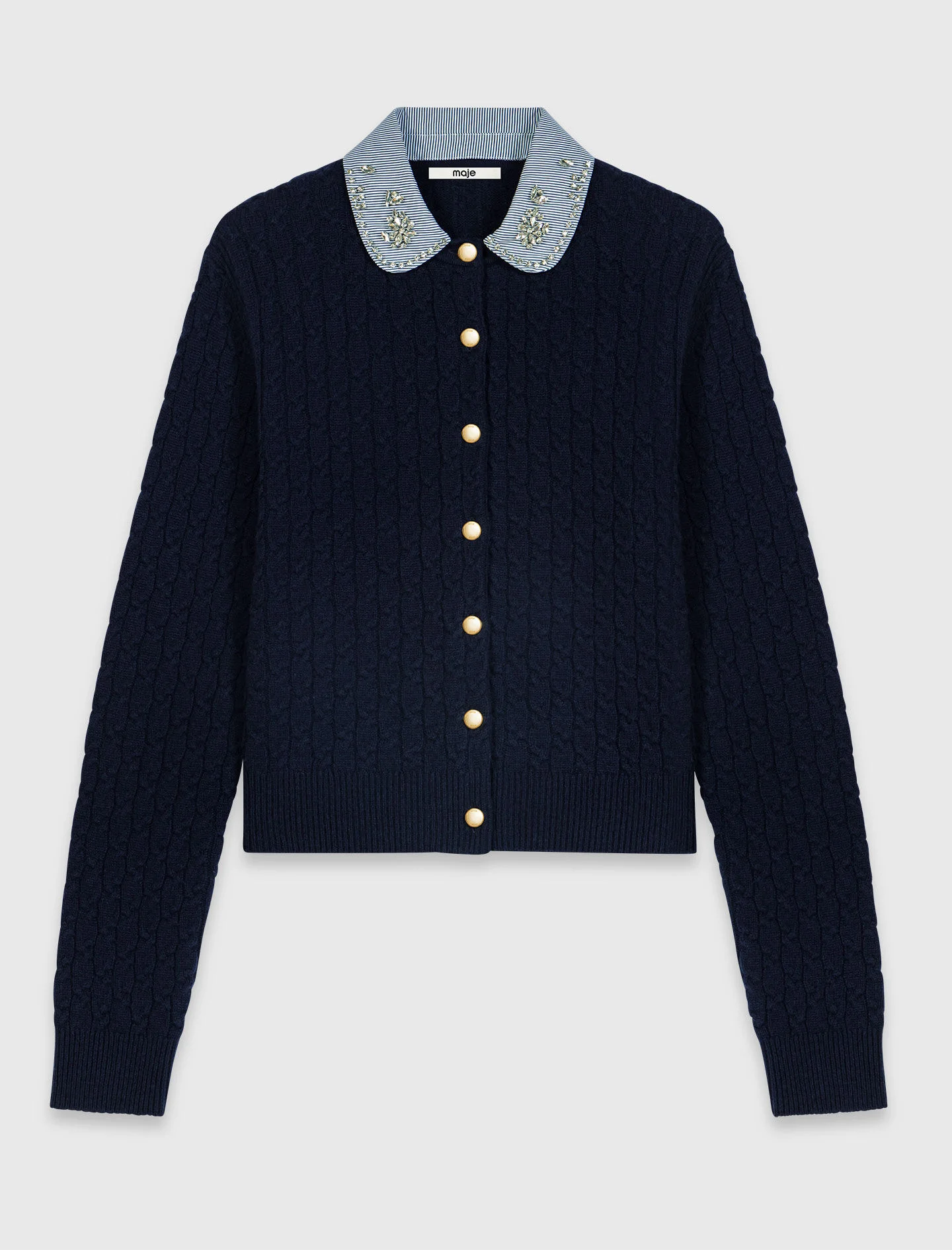 Cardigan with poplin collar - 1