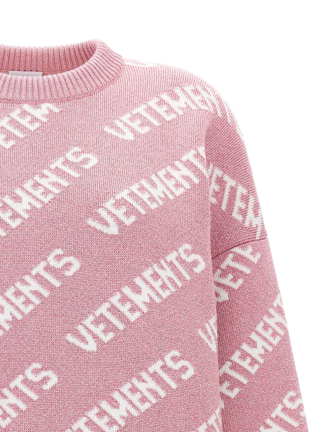 Lurex Monogram Sweater, Cardigans Pink - 3