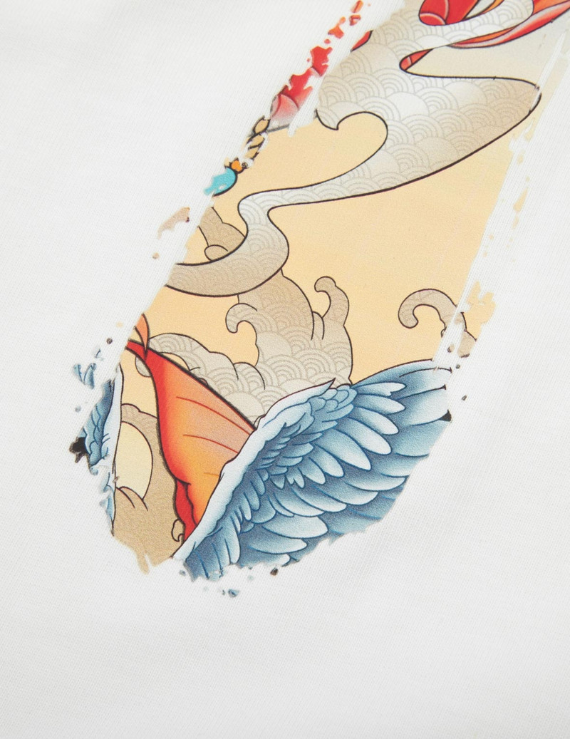 KOI AND SEAGULL BRUSHSTROKE DAICOCK DIGITAL PRINT LOOSE FIT T-SHIRT 10