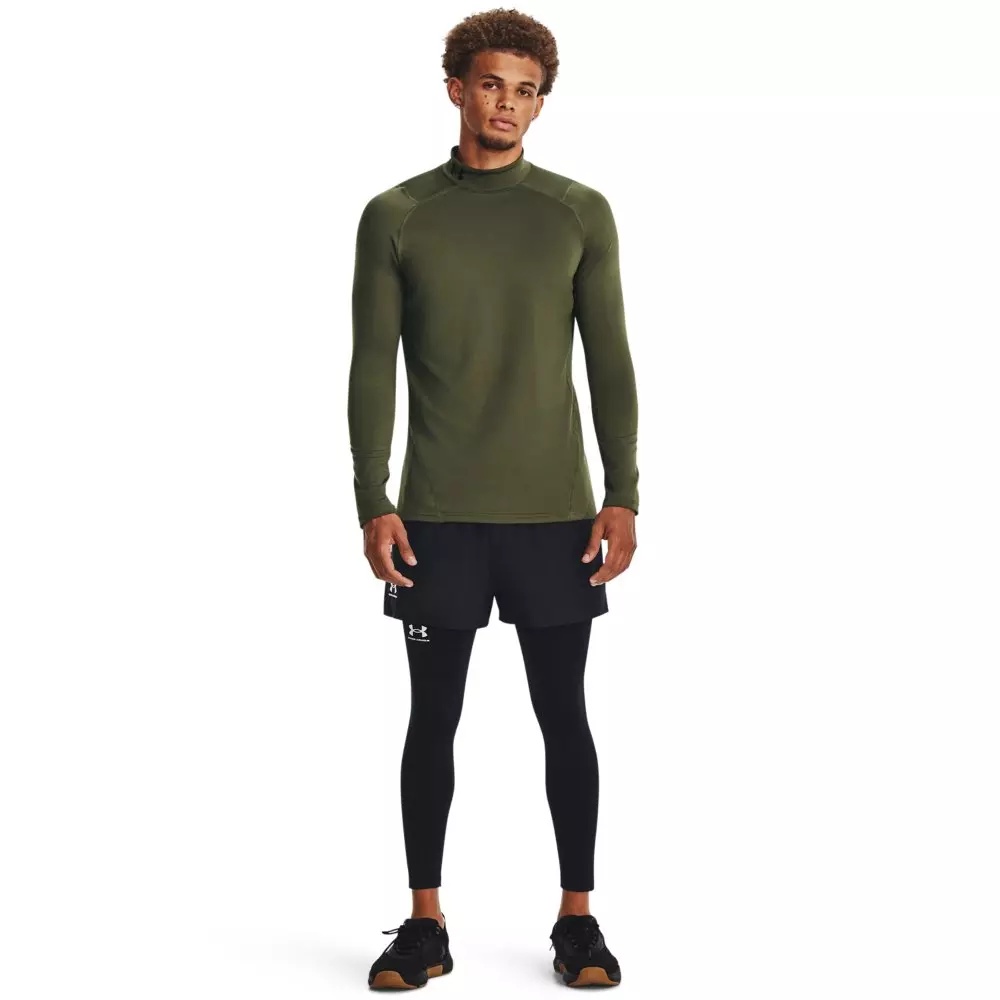 Men's ColdGear Fitted Mock Neck Shirt - Green/Black - 4