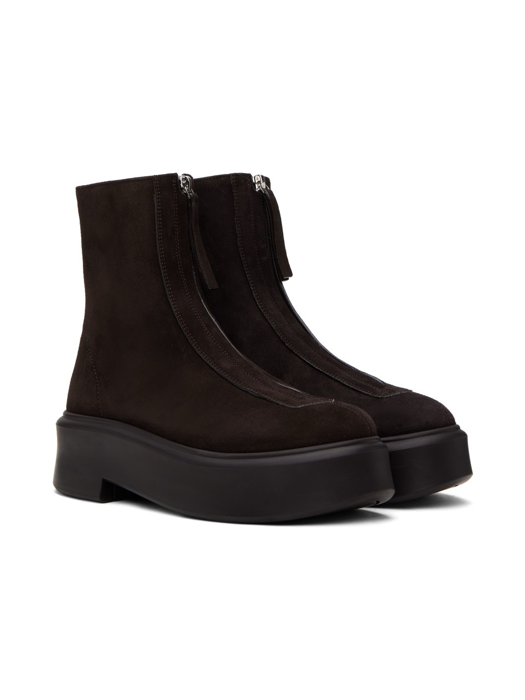Brown Zipped I Boots - 4