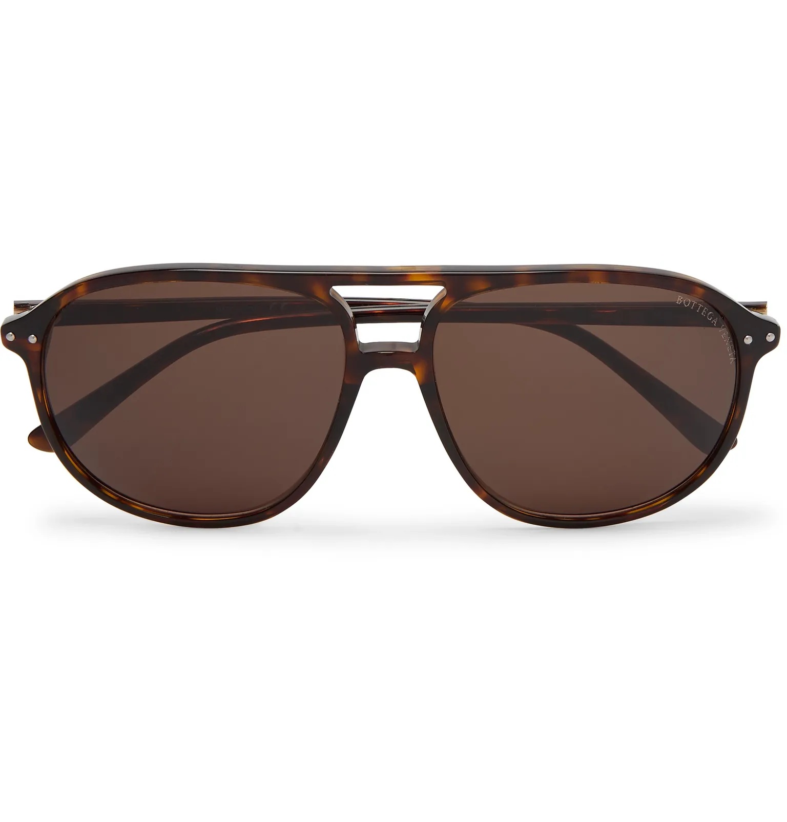 Aviator-Style Tortoiseshell Acetate Sunglasses - 1