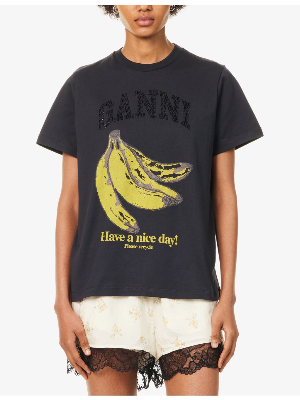 Banana-Print Round-Neck Cotton-Jersey T-Shirt - 3