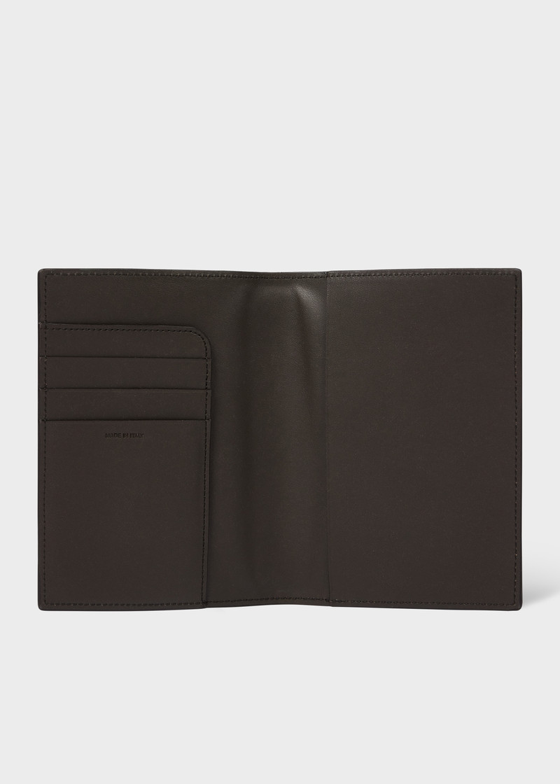 Brown 'Painted Stripe' Leather Passport Cover 4