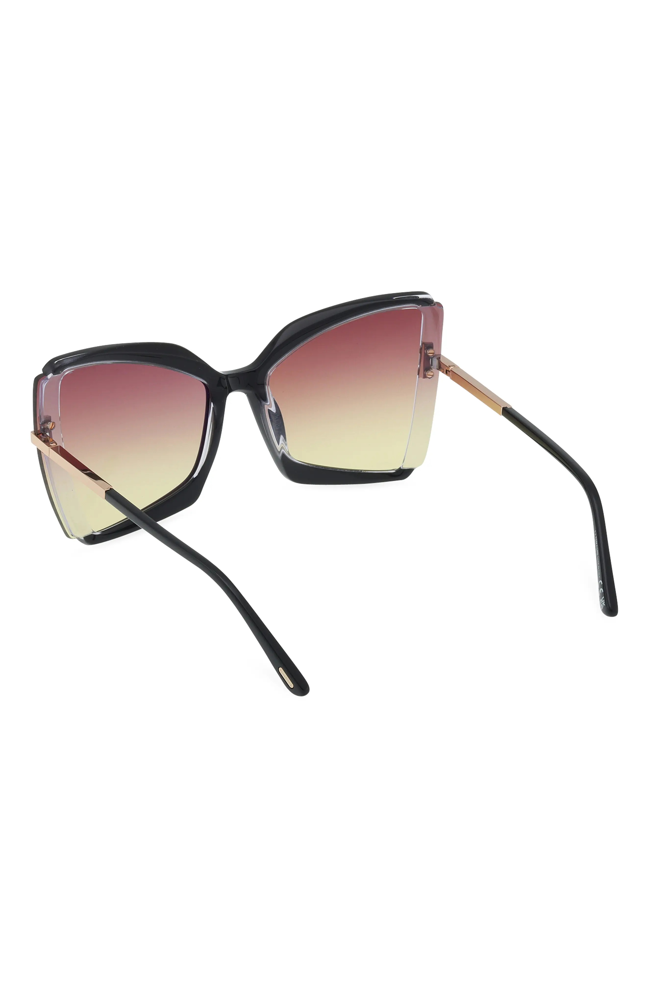 Gia 63mm Oversize Butterfly Sunglasses in Black & Crystal /Sunset - 6