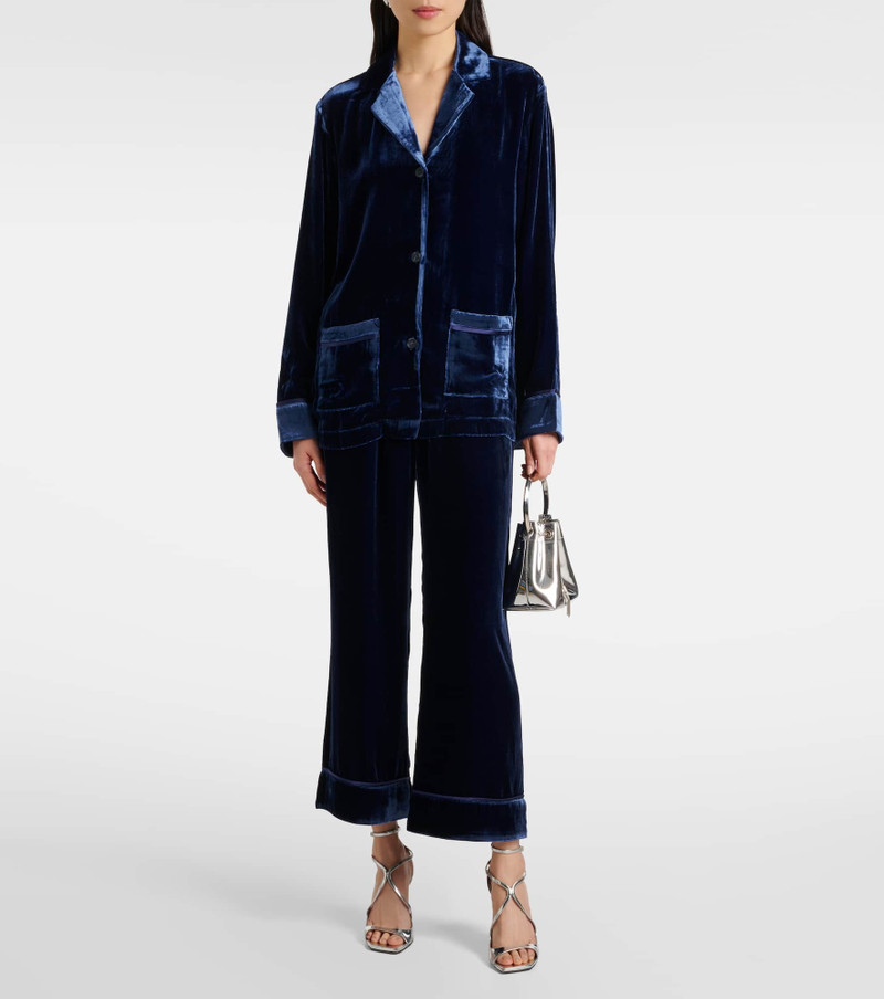 ASCENO Brescia mid-rise velvet wide-leg pants outlook