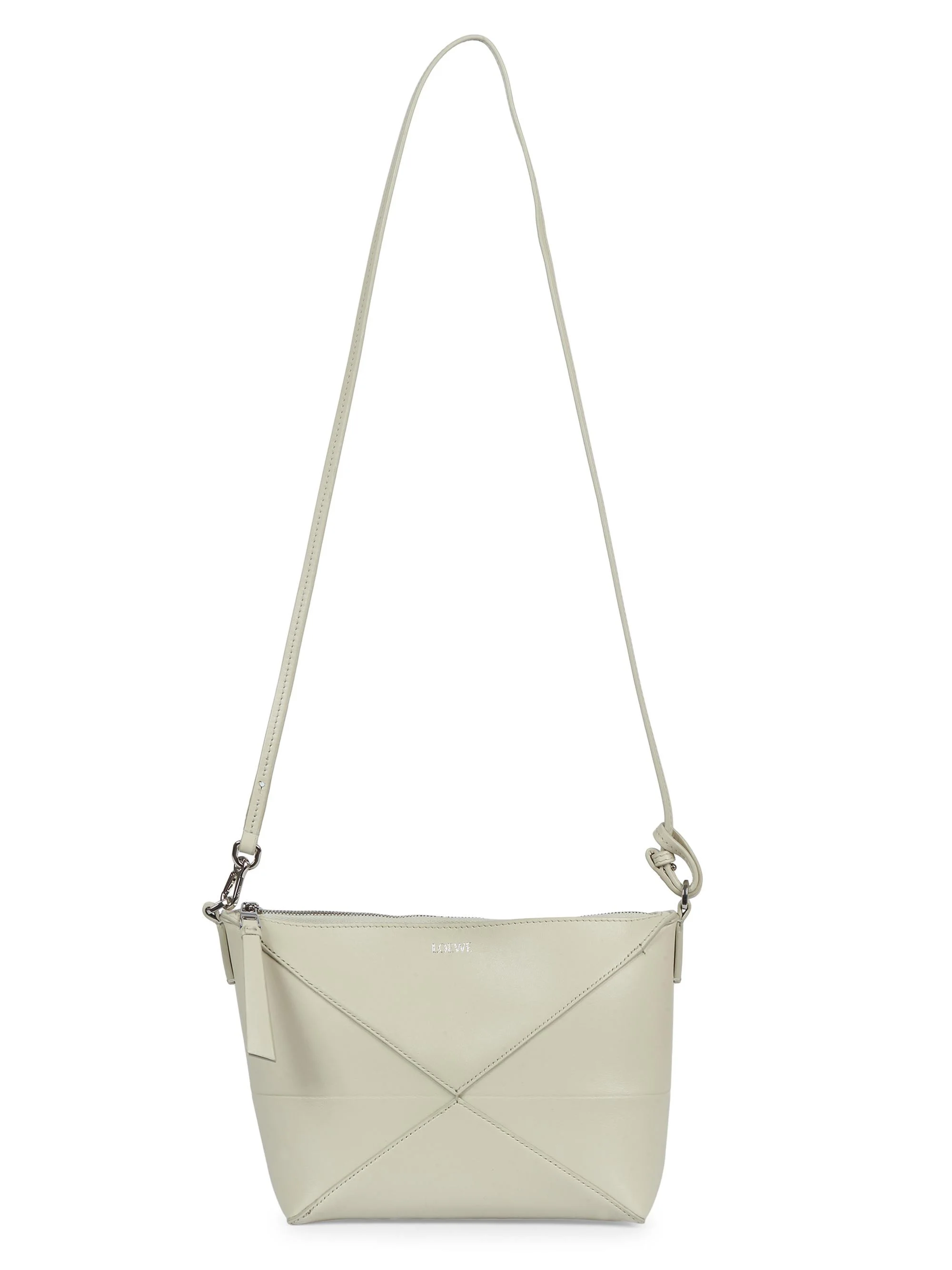 Women's Puzzle Fold Leather Shoulder Bag - Sea Salt - 1