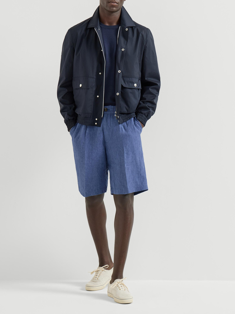 Men's Lightweight Délavé Linen Bermuda Shorts with Elasticated Waistband - Denim 6