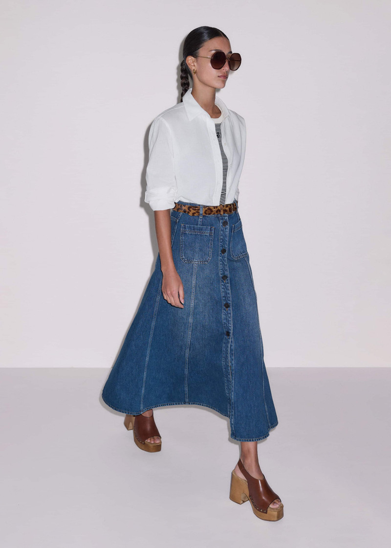Panelled Denim Maxi Skirt 7