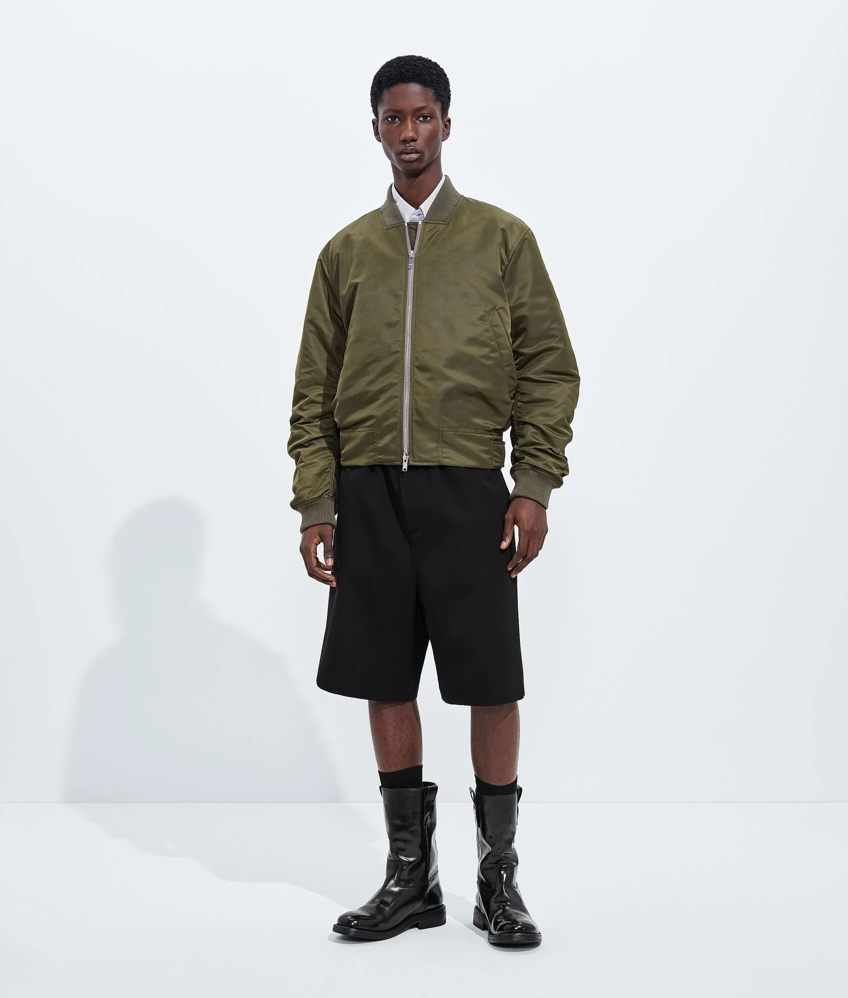 Padded Nylon Bomber Jacket - 1