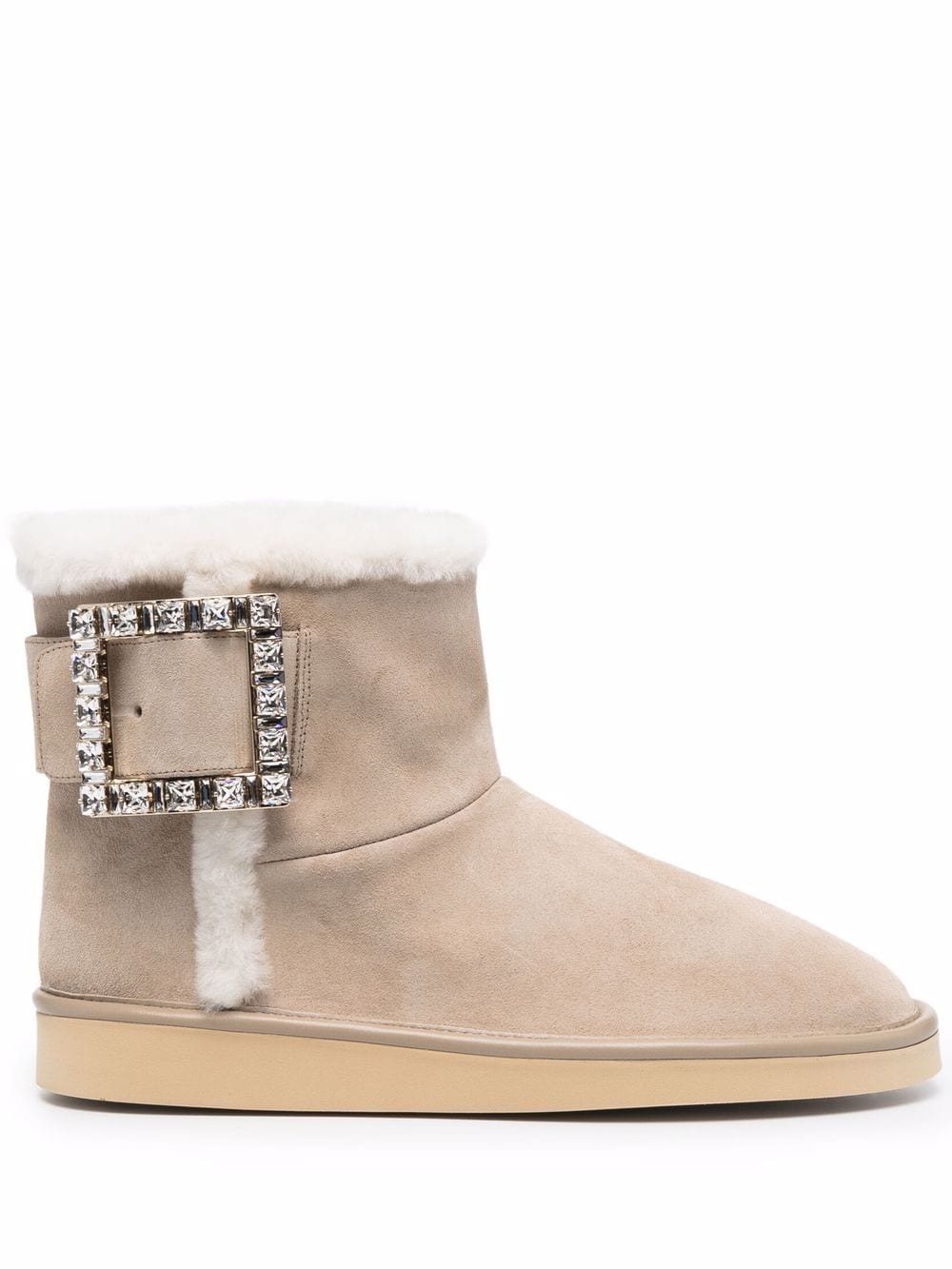 crystal-embellished buckle-strap ankle boots - 1