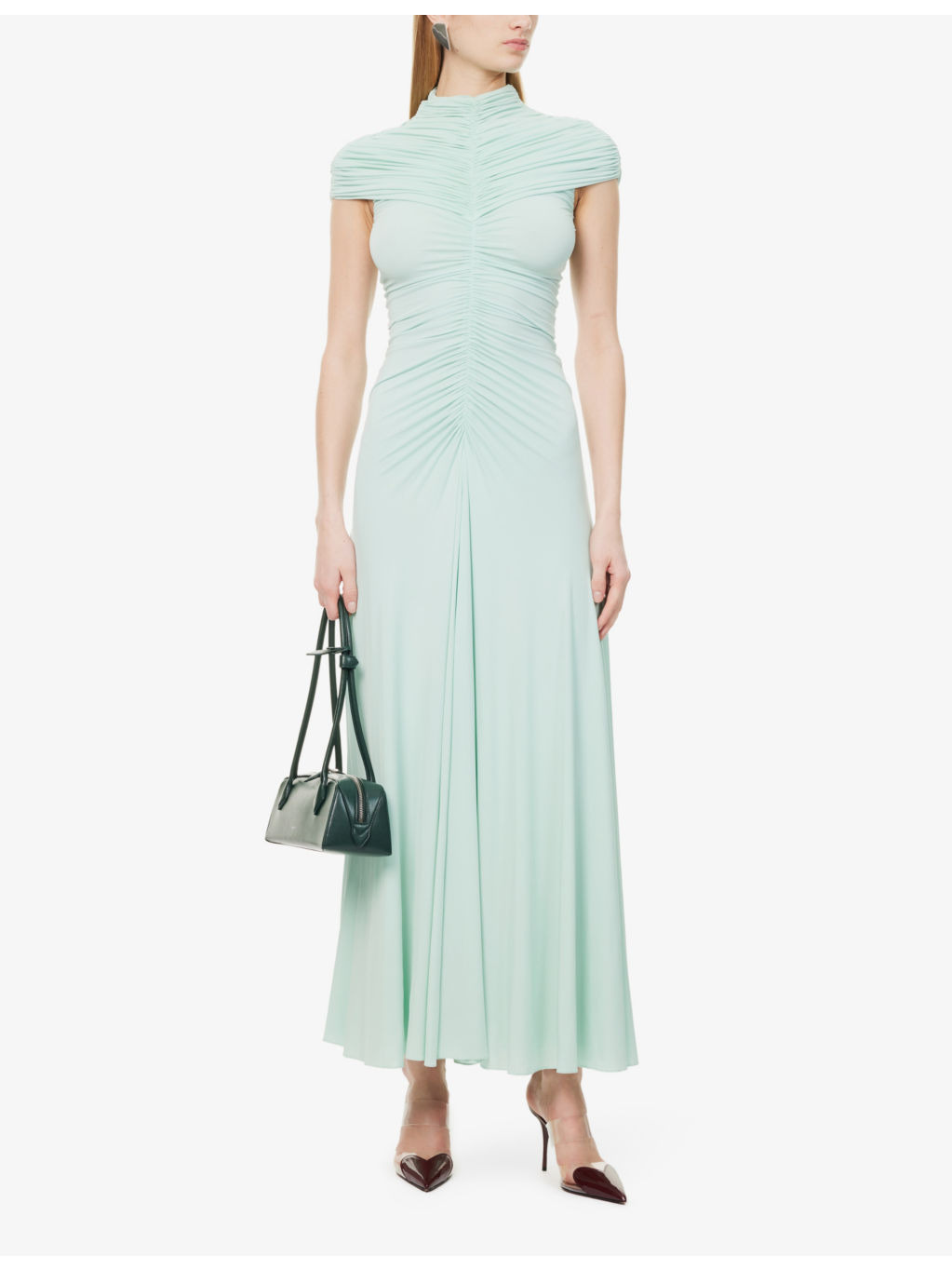 Flared Ruched Stretch-Woven Maxi Dress - 2