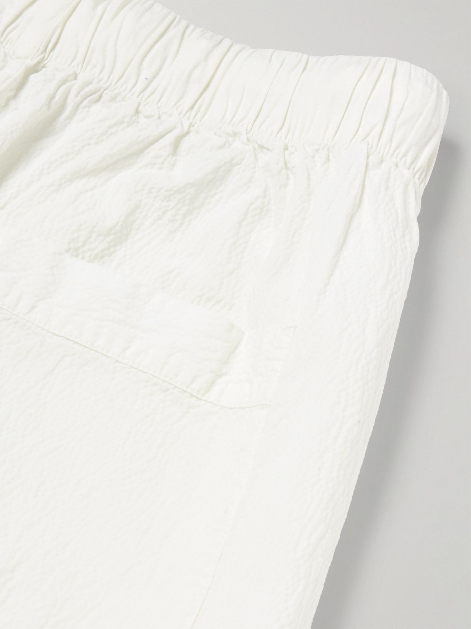 Luan Straight-Leg Cotton-Blend Seersucker Trousers Ecru - 5