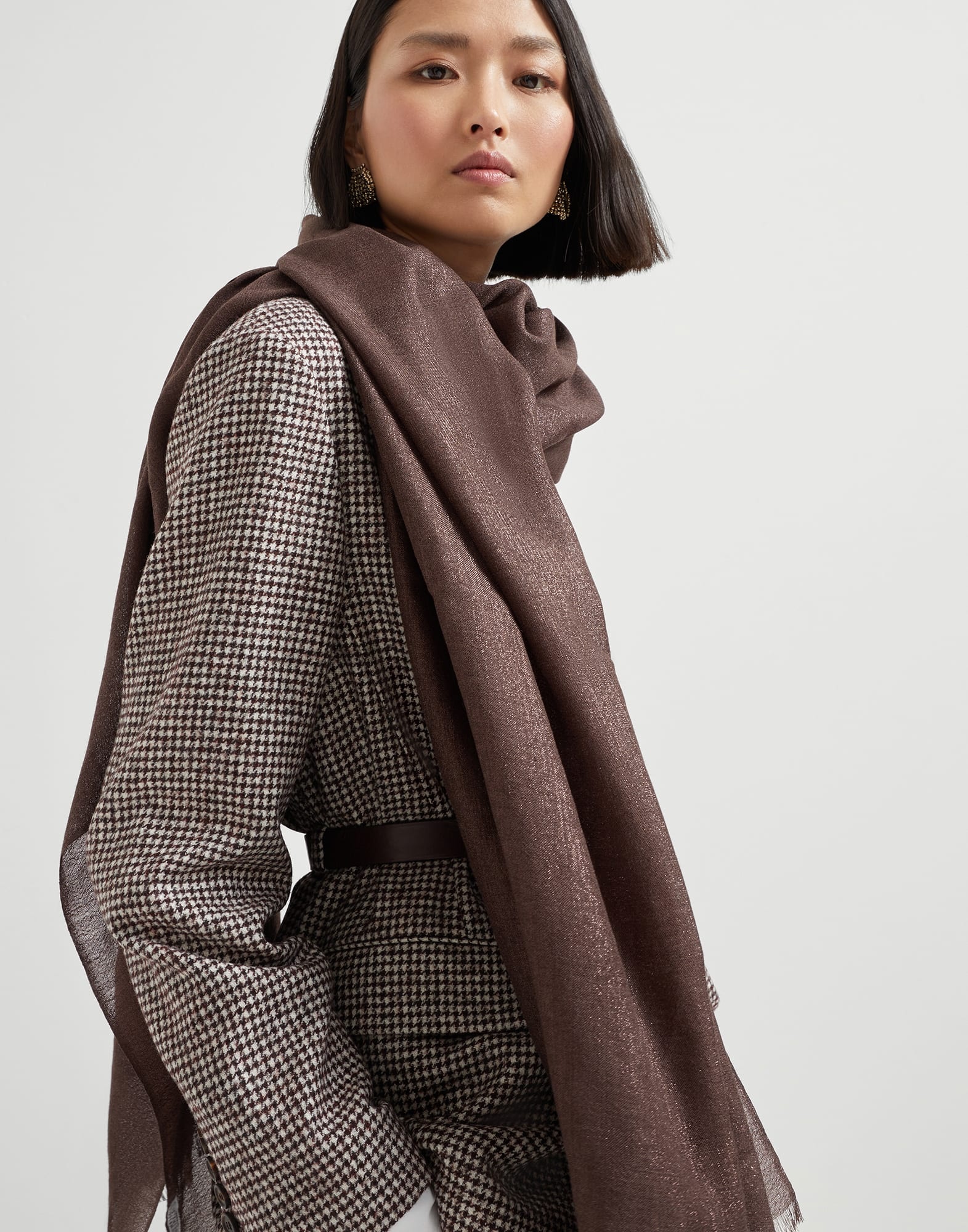 Cashmere and silk sparkling scarf - 4