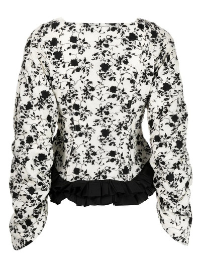 RENLI SU plear-detail floral-print blouse outlook