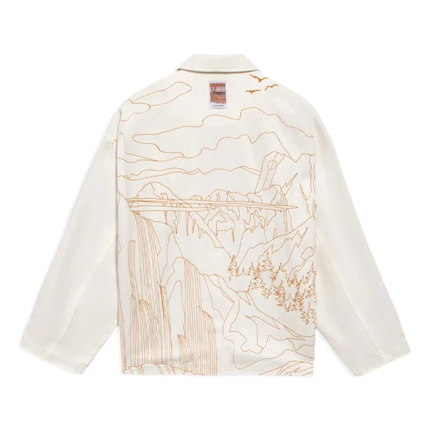 Li-Ning Back landscape Pattern Printing lapel single breasted Jacket 'White' AFDS237-2 - 1