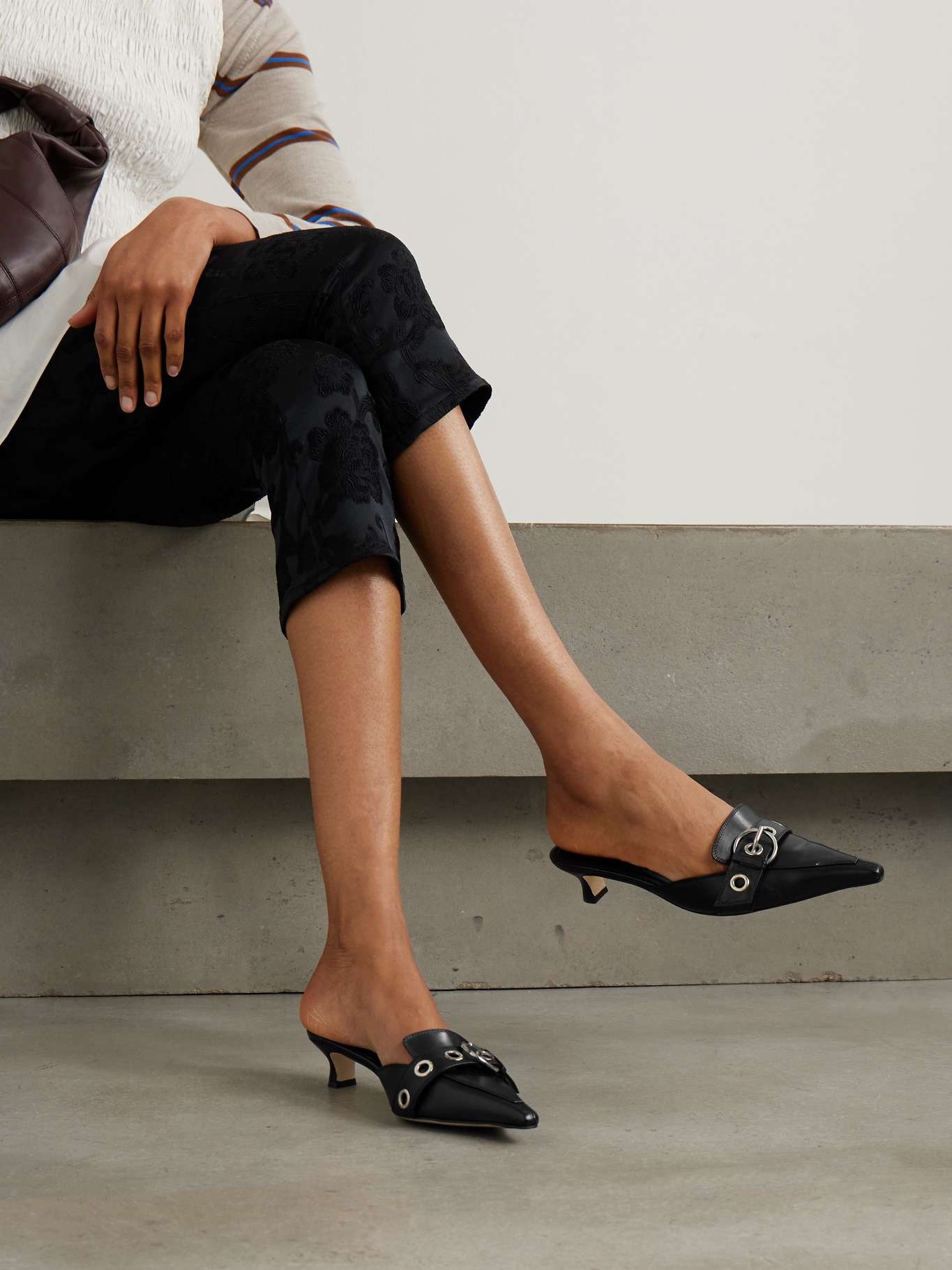 Danielle buckled leather mules Black - 2